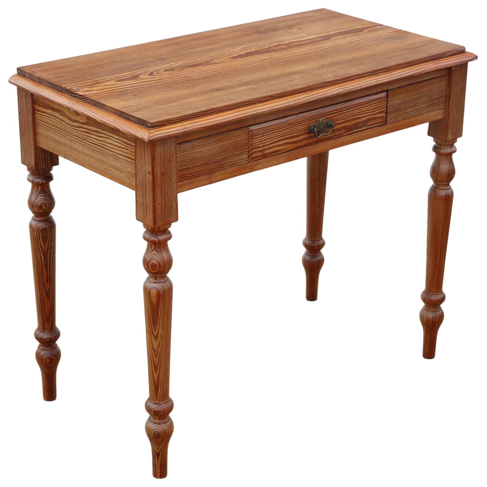 Antique 19th Century Pitch Pine Desk / Writing Table – Side or Dressing Occasional Table (1 of 8)