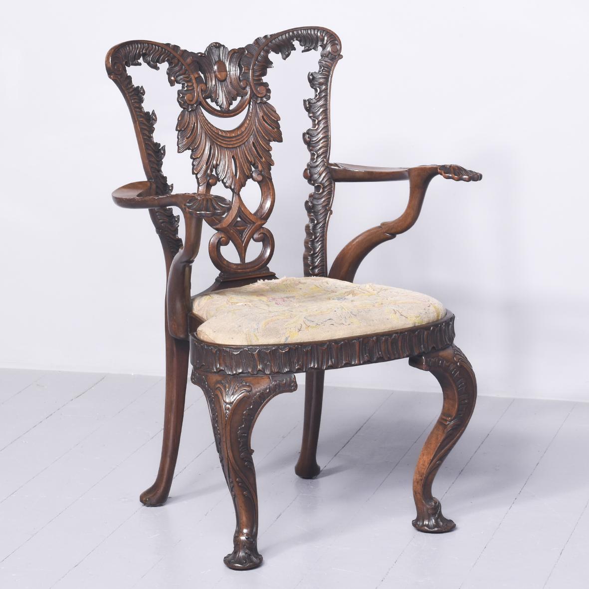 Quality George II Style Carved Mahogany Armchair (1 of 10)