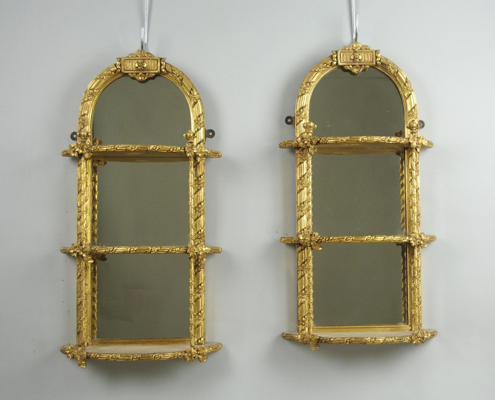 Pair of Victorian Gilt Wall Mirrors with Display Shelves / Brackets (1 of 13)