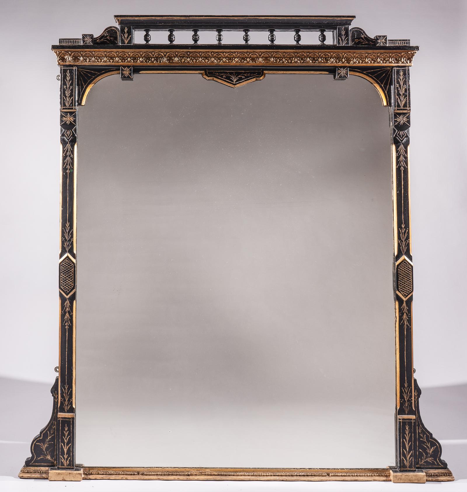 Large 19th Century Victorian Ebonised And Parcel - Gilt Overmantle Mirror (1 of 9) Large 19th Century Victorian Ebonised And Parcel - Gilt Overmantle Mirror (1 of 9)