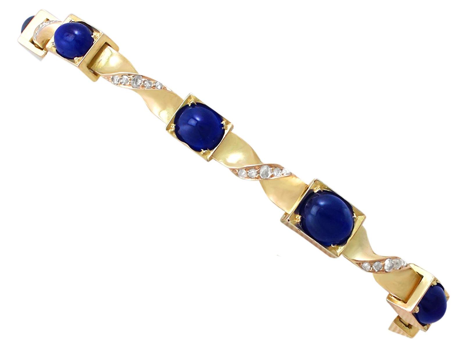 Antique Austrian 7.20ct Sapphire & 0.45ct Diamond, 14ct Yellow Gold Bracelet c.1880 (1 of 9)