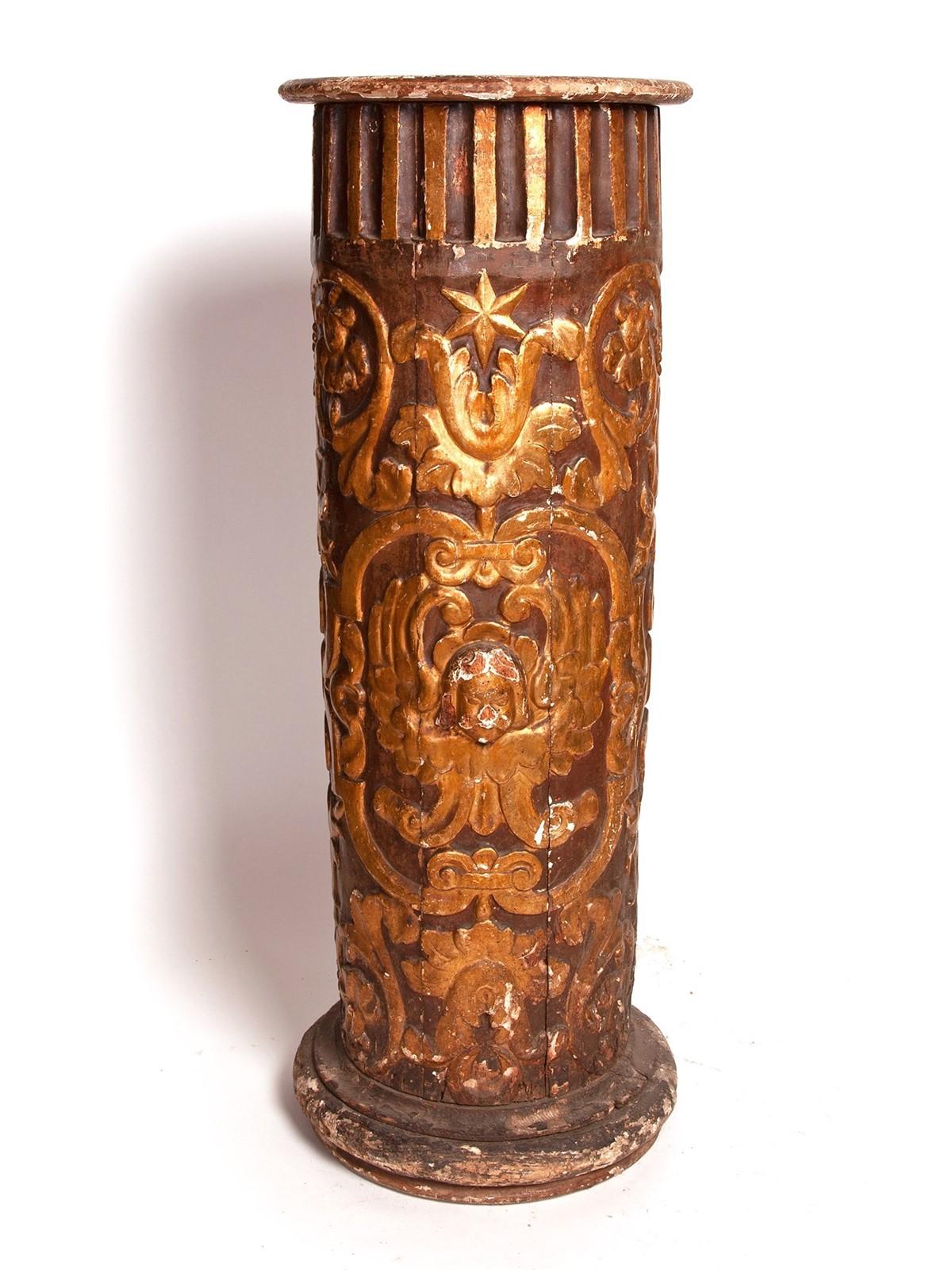 18th Century Carved / Gilded Church Column with Angel Head From France (1 of 9)