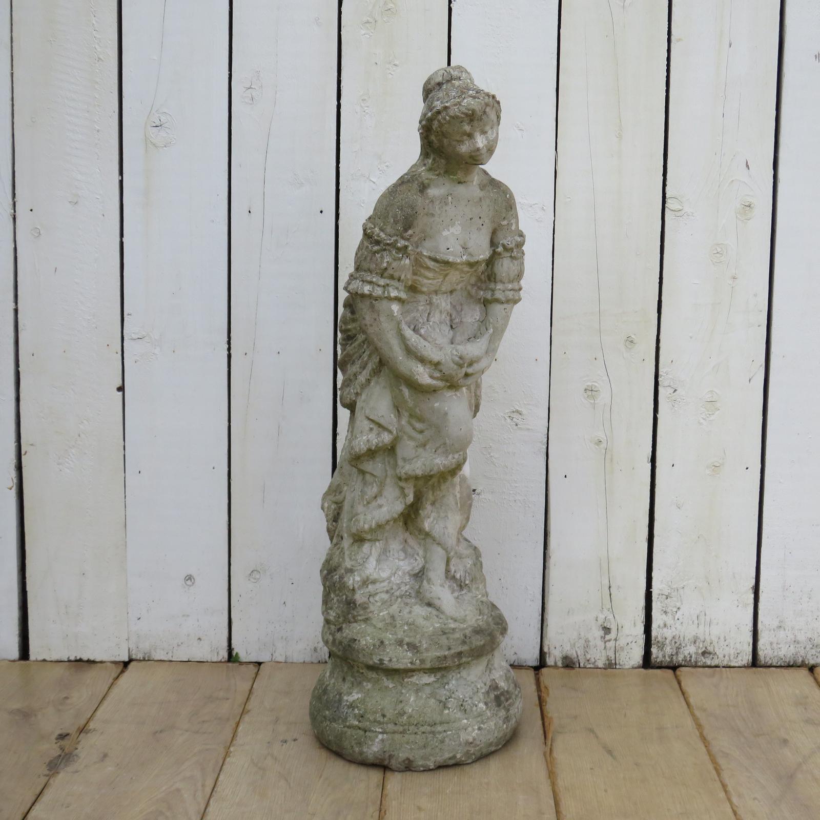 English Weathered Stone Garden Maiden Statue (1 of 9)
