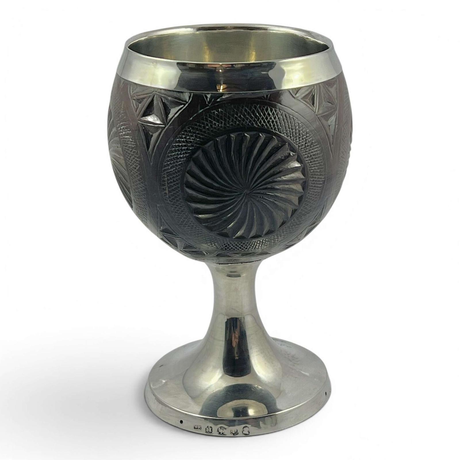 George III antique Scottish silver coconut goblet, Edinburgh 1795 (1 of 8) George III antique Scottish silver coconut goblet, Edinburgh 1795 (1 of 8)