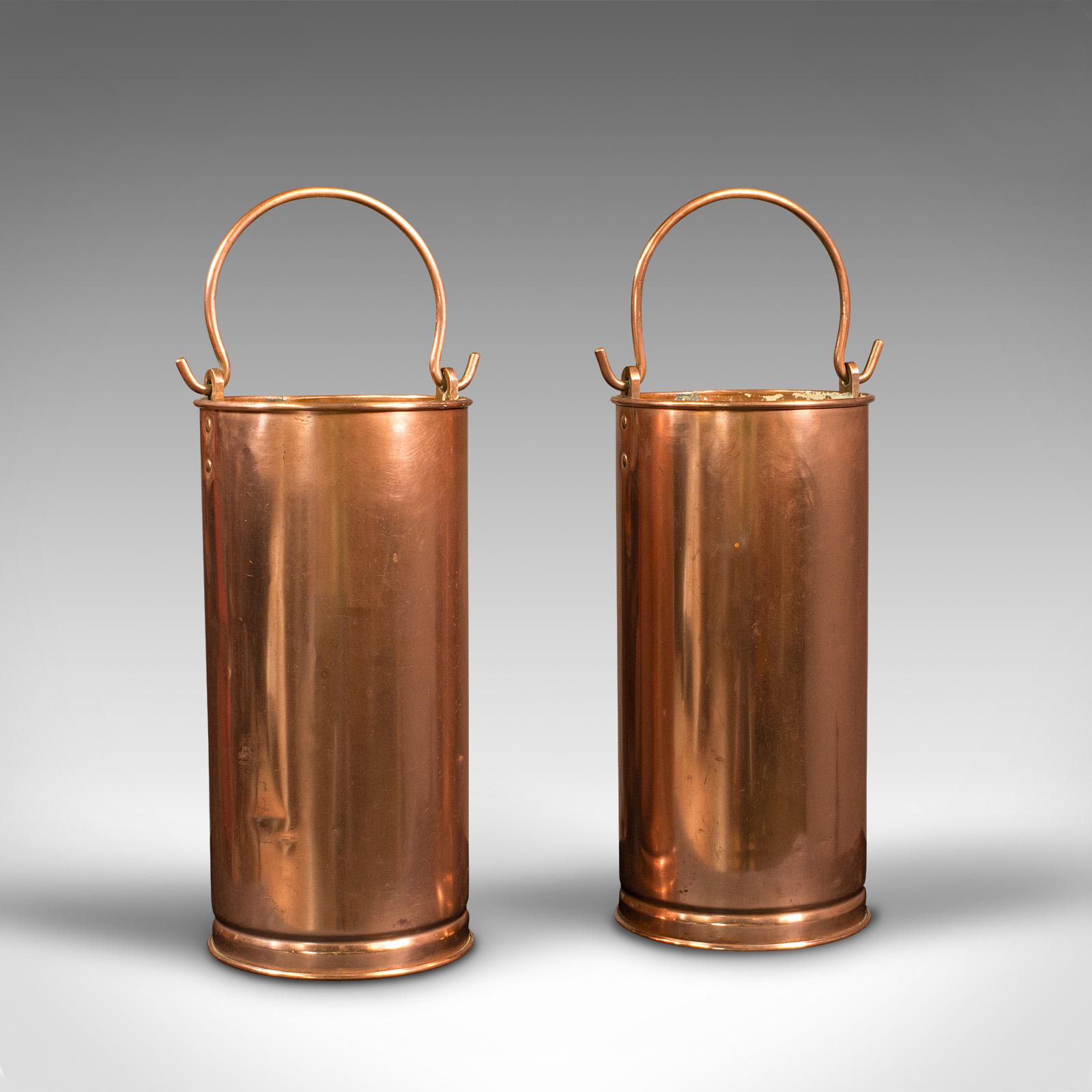 Pair Of Antique Hall Stick Stands, English, Copper, Umbrella Bucket, Victorian (1 of 10)