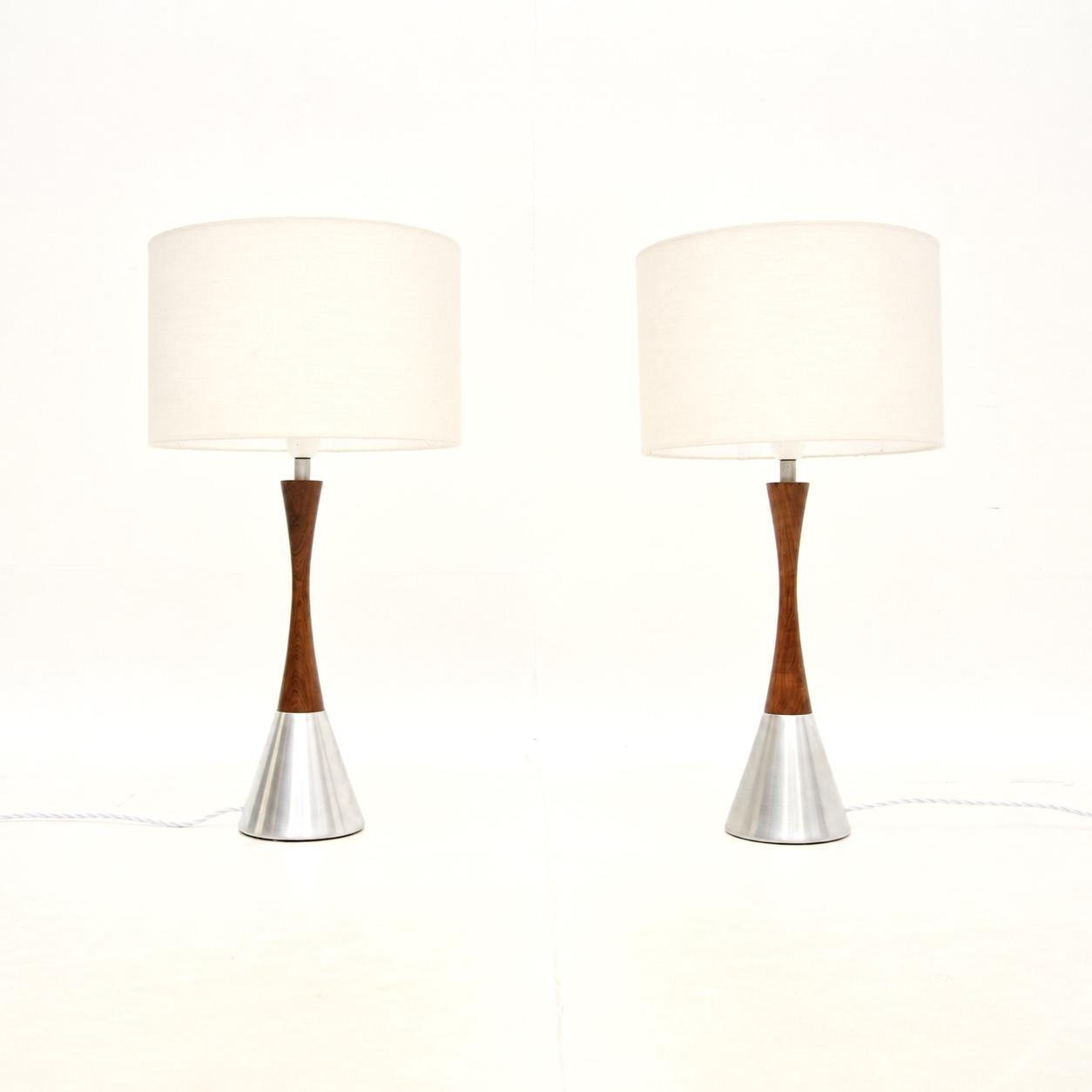 Pair of Swedish Vintage Rosewood & Steel Table Lamps by Bergboms (1 of 9) Pair of Swedish Vintage Rosewood & Steel Table Lamps by Bergboms (1 of 9)