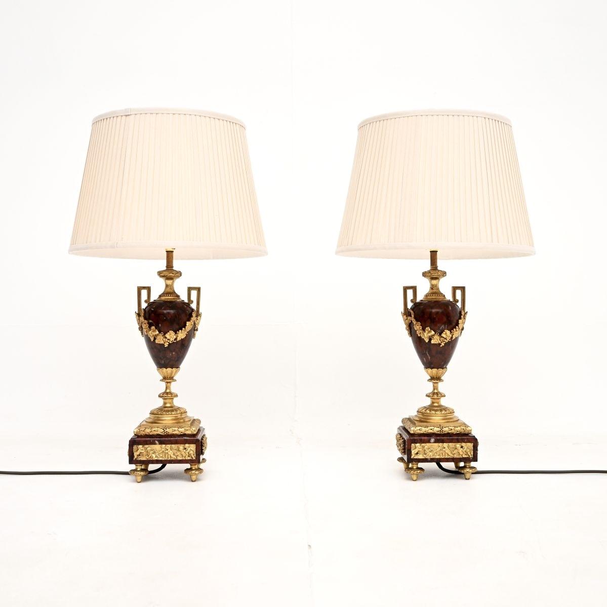 Pair of Antique French Marble & Gilt Bronze Lamps (1 of 10) Pair of Antique French Marble & Gilt Bronze Lamps (1 of 10)