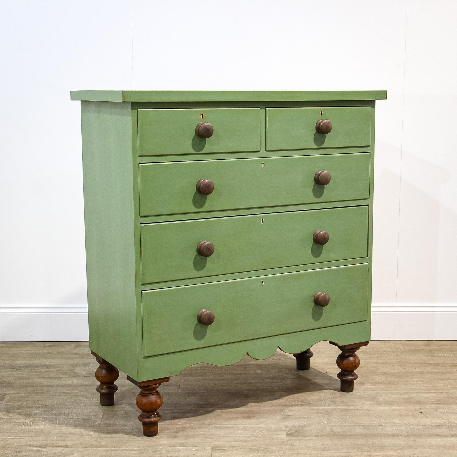 Green Painted Early Victorian Chest of Drawers (1 of 12)
