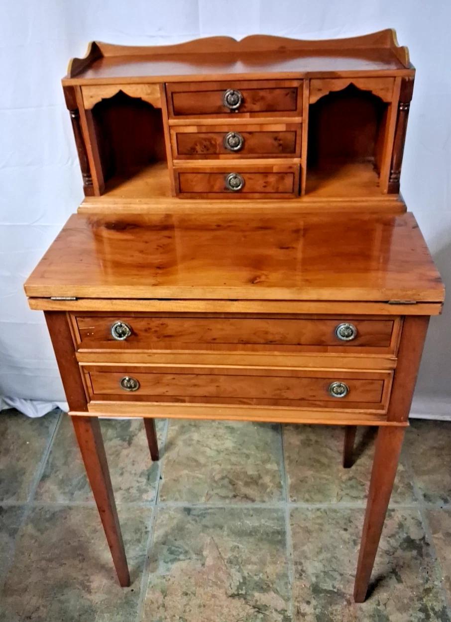 Antique Yew Petite Ladys Childs Writing Bureau Rare Find Gorgeous Finish (1 of 8)