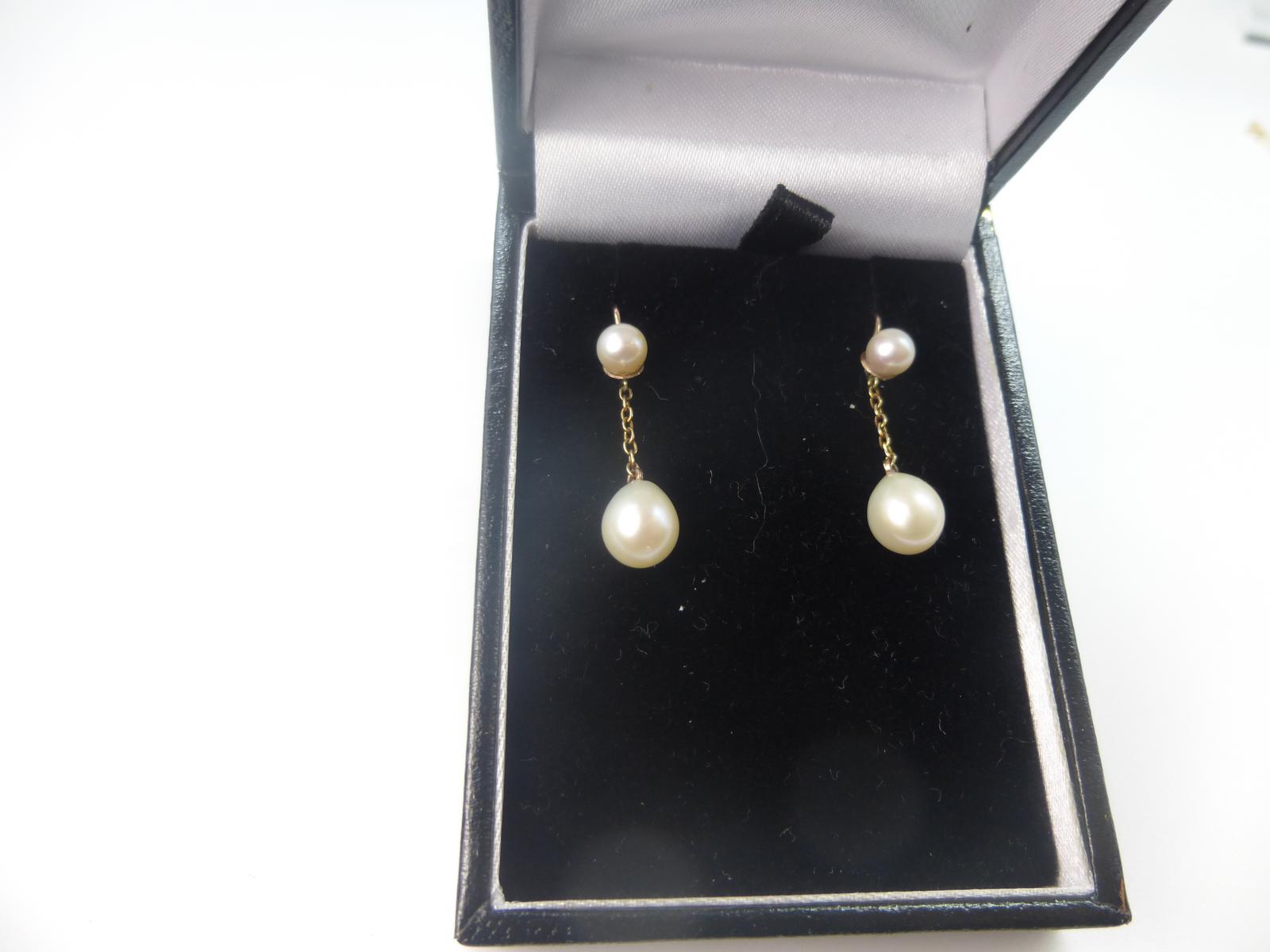 Pair of Gold & Pearl Drop Earrings (1 of 5)