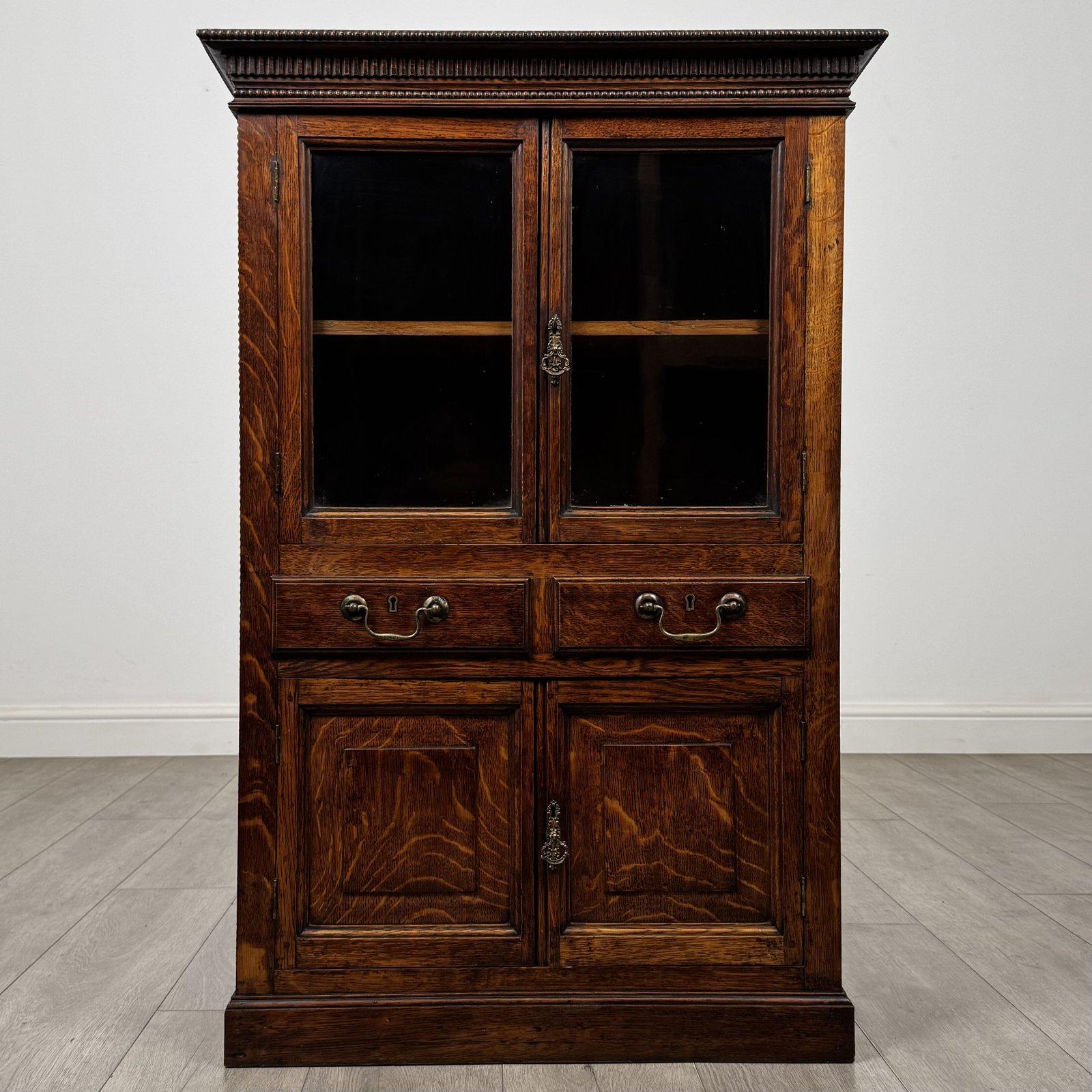 Antique Small Victorian Oak Display Cabinet | Dentil Cornice | AF-6477 (1 of 12) Antique Small Victorian Oak Display Cabinet | Dentil Cornice | AF-6477 (1 of 12)