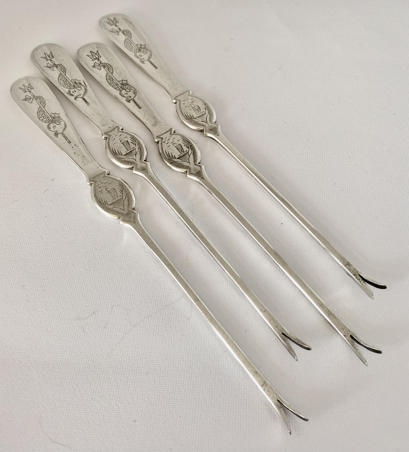 Silver Plated Lobster Seafood Picks c.1910 (1 of 4)