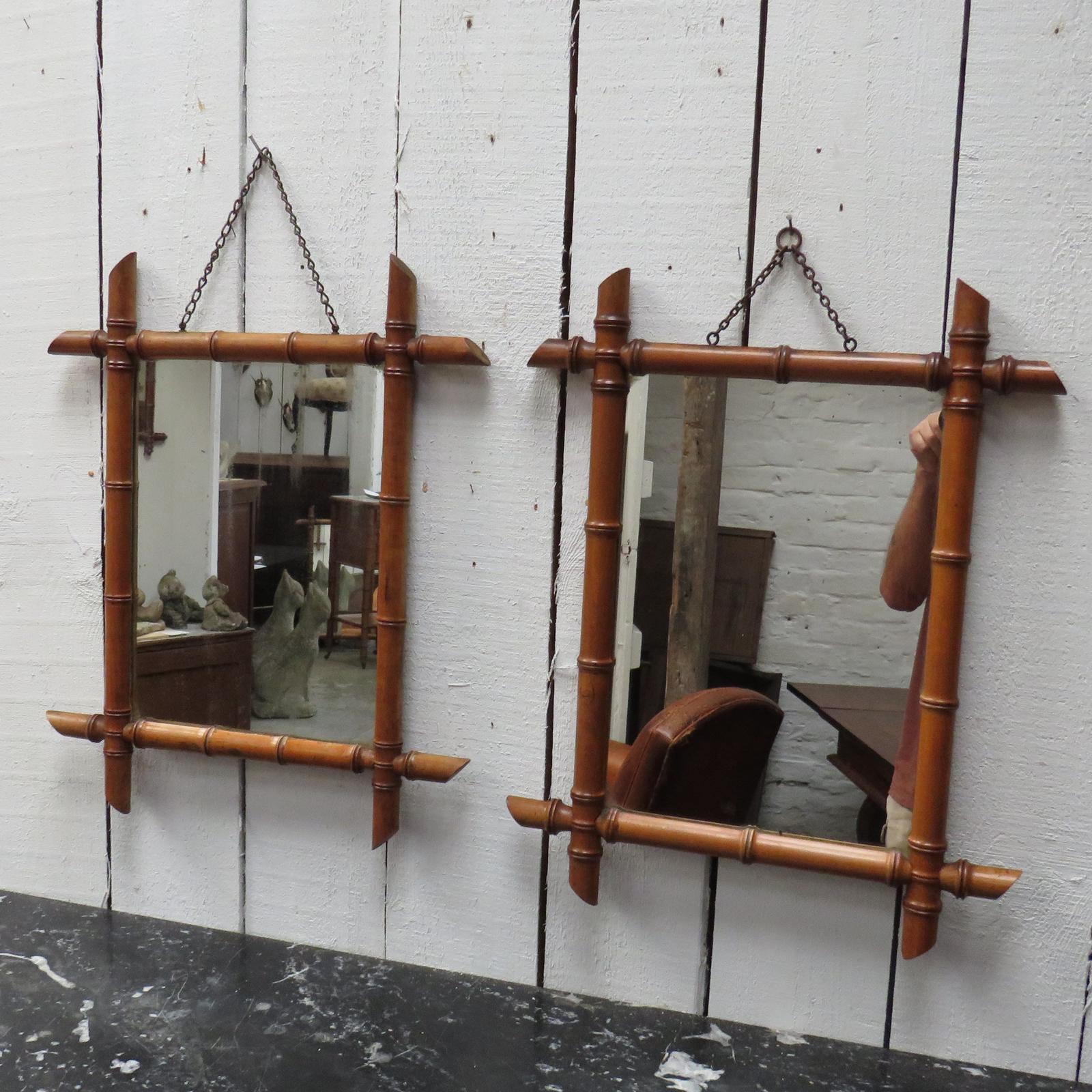 Near Pair Of Antique Faux Bamboo Mirrors (1 of 8)
