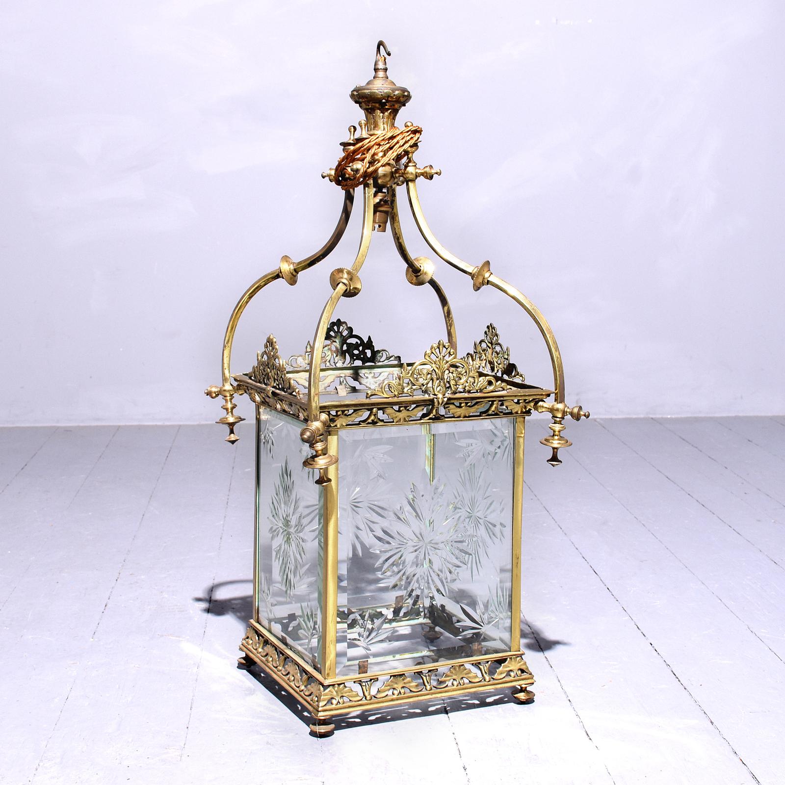 Exhibition Quality Glazed & Brass Hall Lantern (1 of 5)