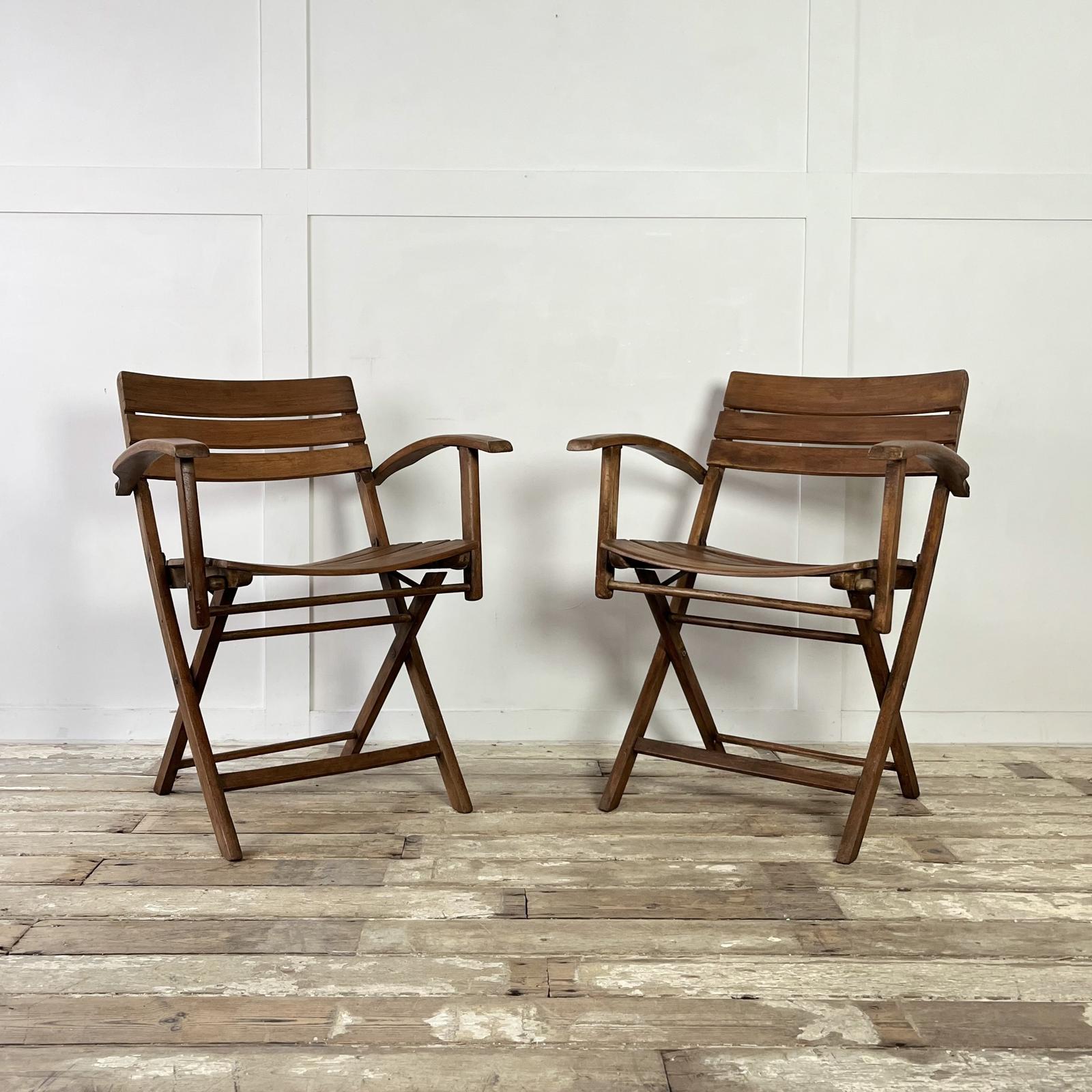 Pair of 1930s Beech Folding Garden Chairs (1 of 11)