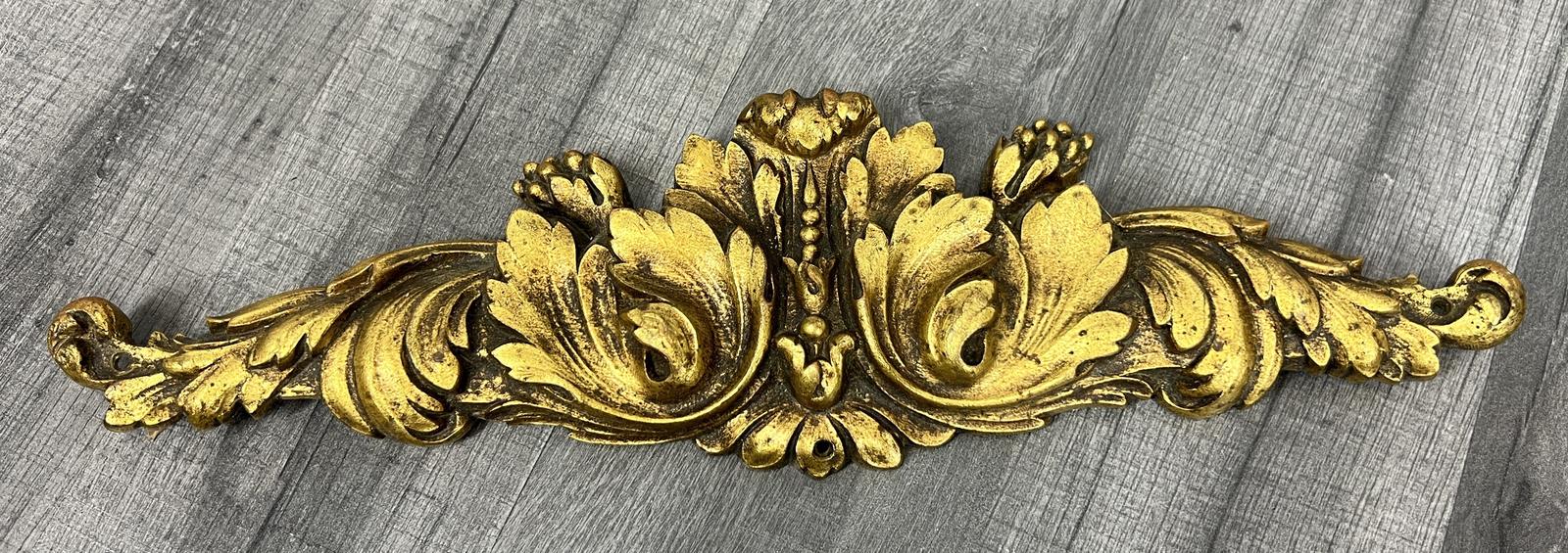 Pediment Antique French Metal Gilt Leaf Scroll Decoration (1 of 4)