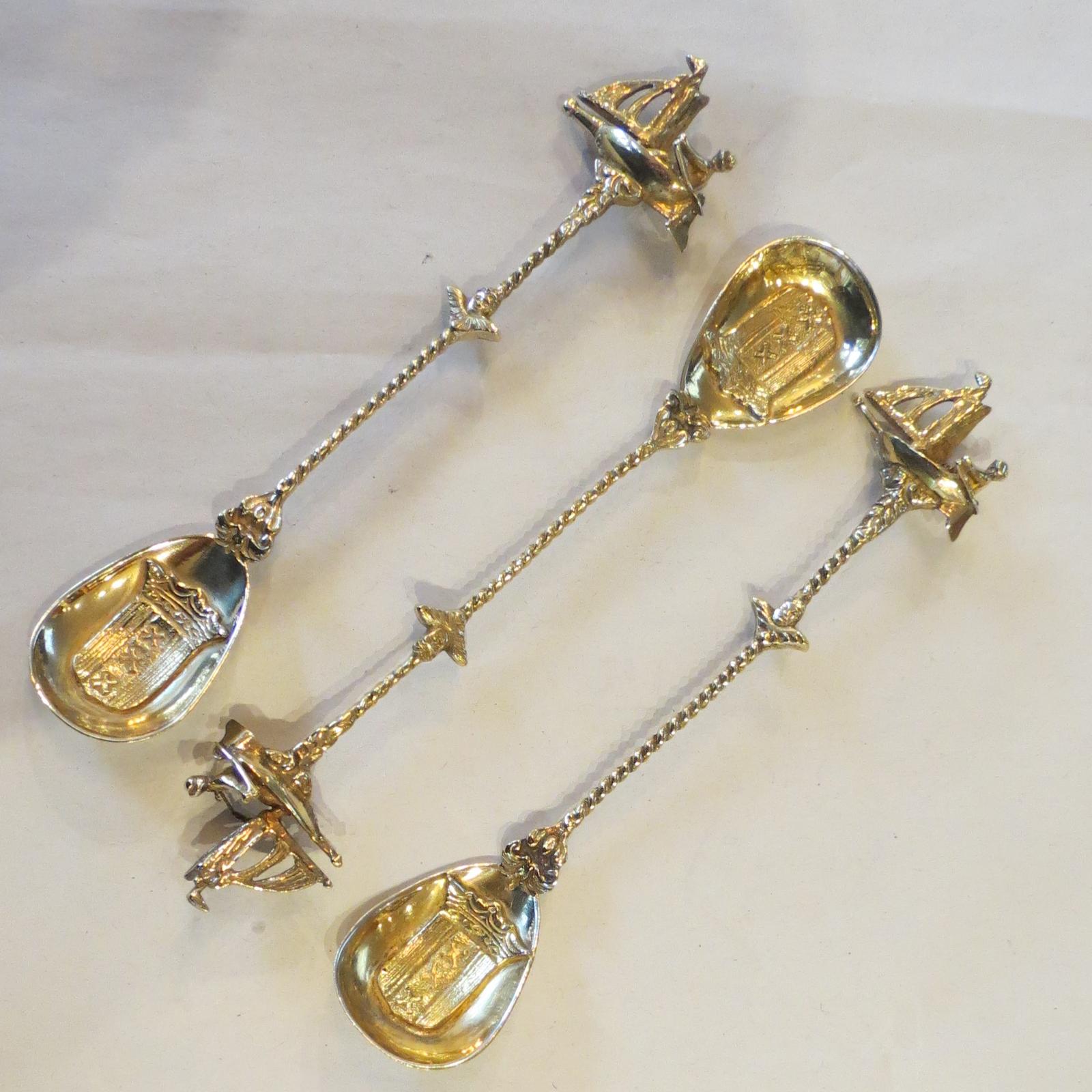 Set of 3 Silver Gilt Amsterdam Spoons (1 of 6)
