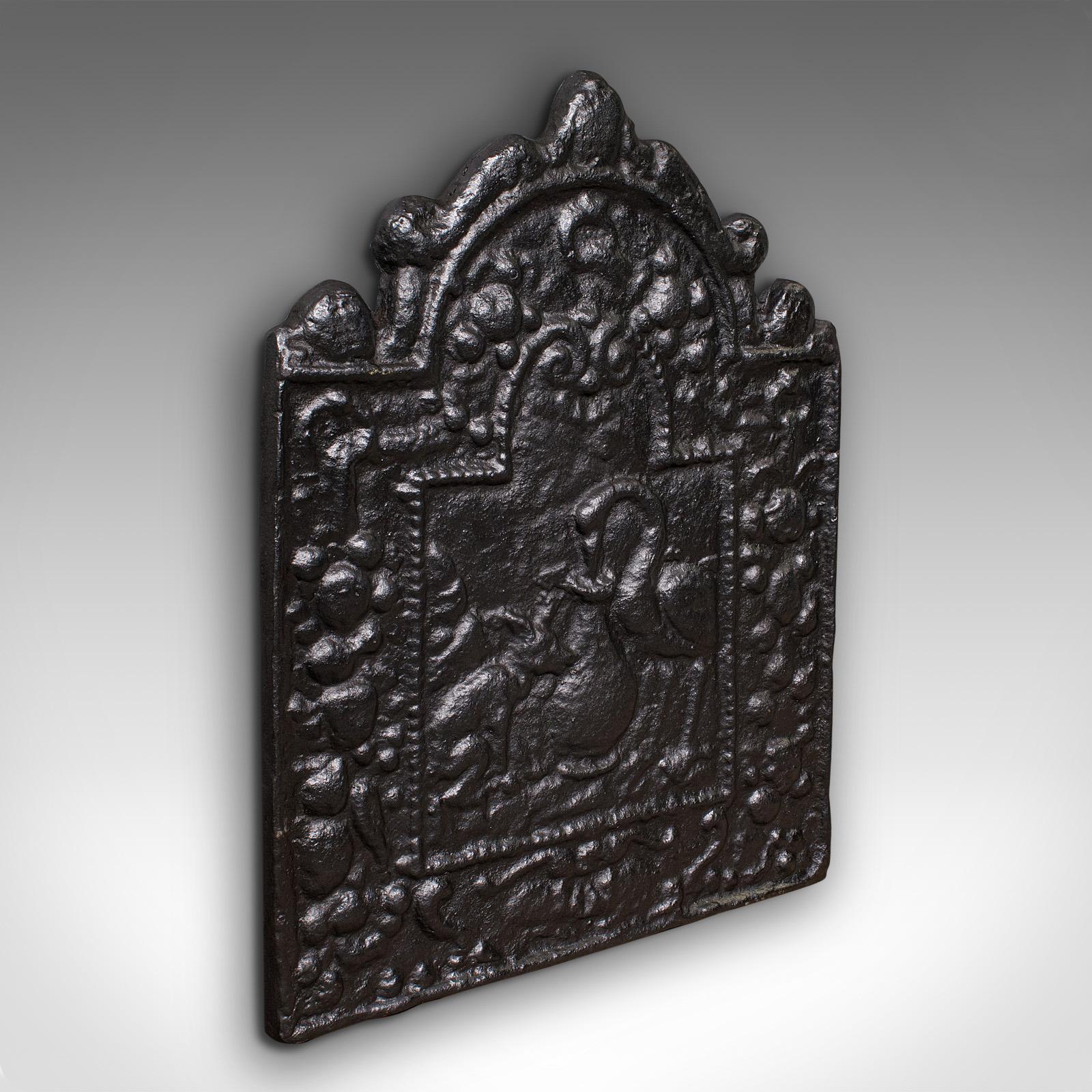 Small Antique Fire Back, English Cast Iron, Fireplace Reflector, Victorian, 1900 (1 of 8)