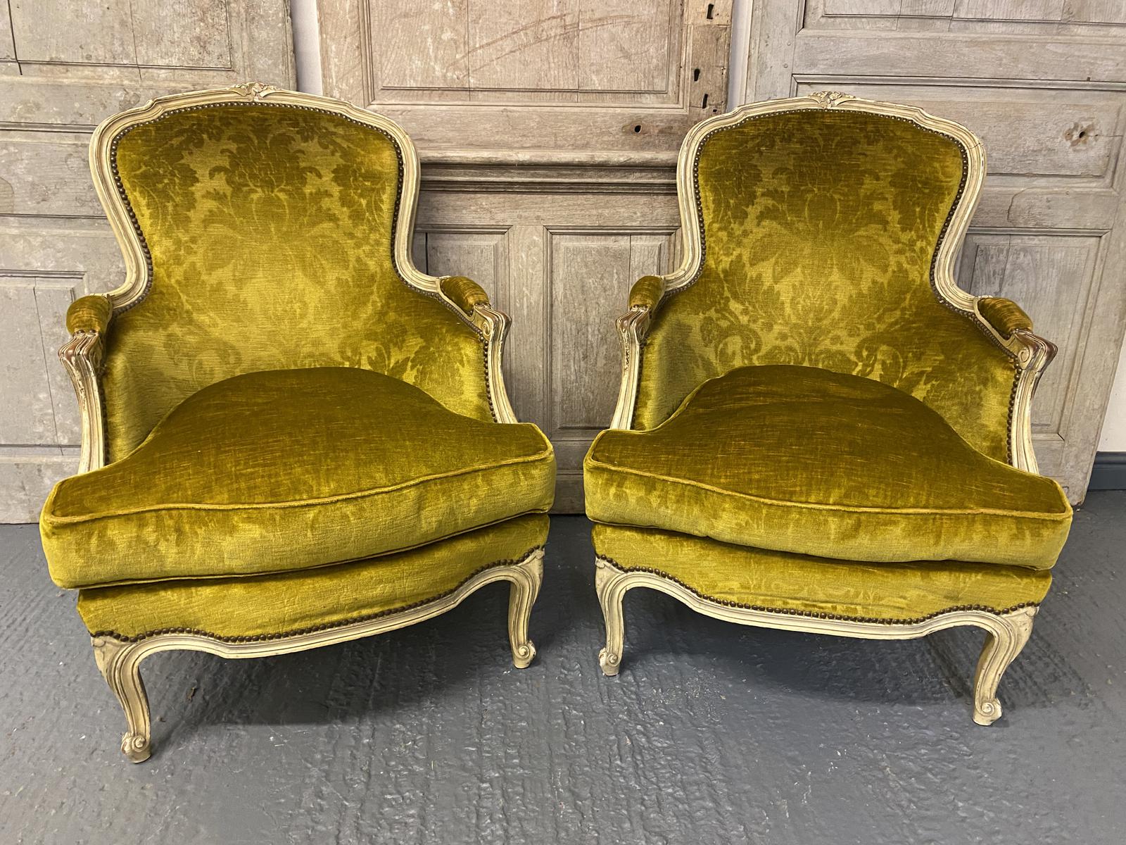 Pair of French Upholstered Bergere Chairs (1 of 1) Pair of French Upholstered Bergere Chairs (1 of 1)