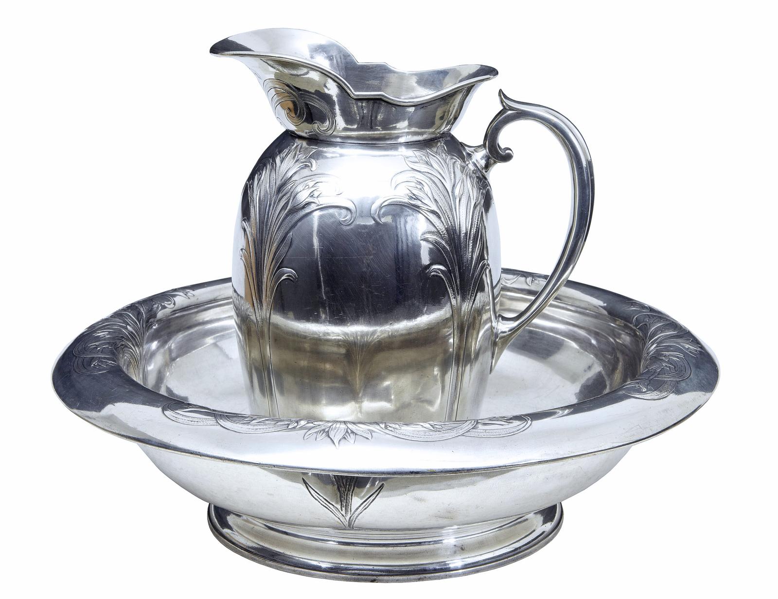 Art Nouveau Silver Plate Jug & Bowl by Christofle (1 of 10)