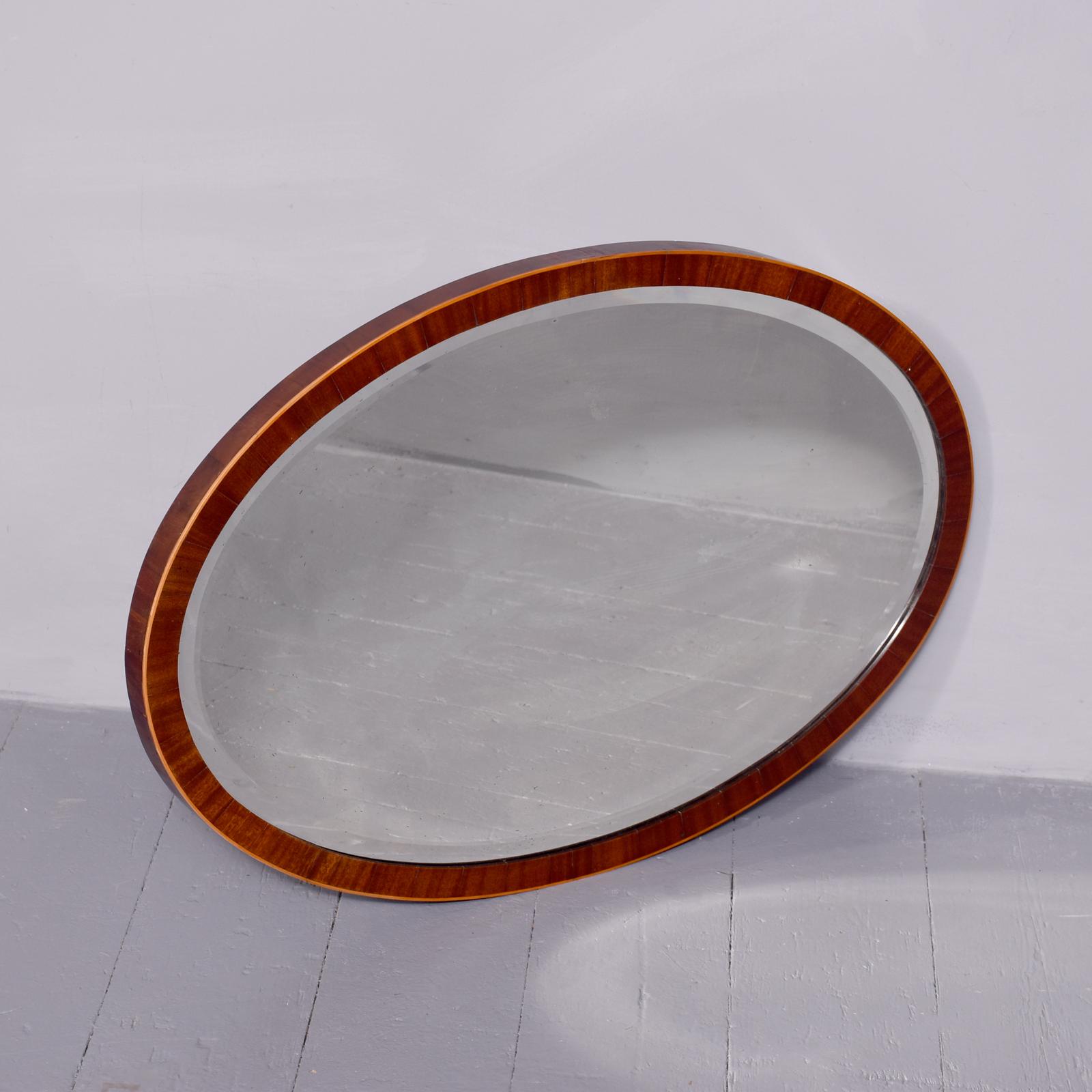 Oval Sheraton Style Inlaid Wall Mirror (1 of 4)