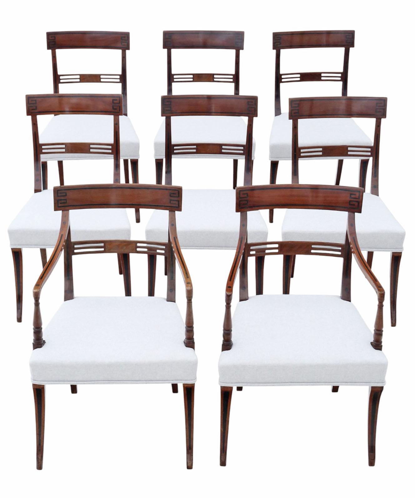 Antique Early 19th Century Georgian Mahogany Dining & Carver Chairs - Set of 8 - Fine Quality (1 of 9)