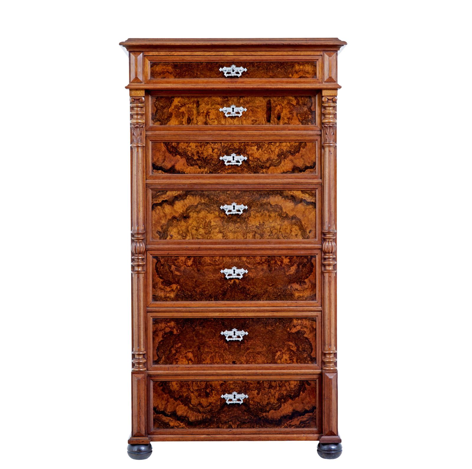 19th Century Burr Walnut Secretaire Tall Chest of Drawers (1 of 14) 19th Century Burr Walnut Secretaire Tall Chest of Drawers (1 of 14)