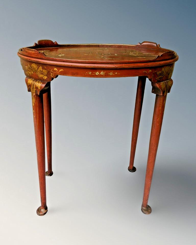 Antique Red Chinoiserie Side Table (1 of 11)