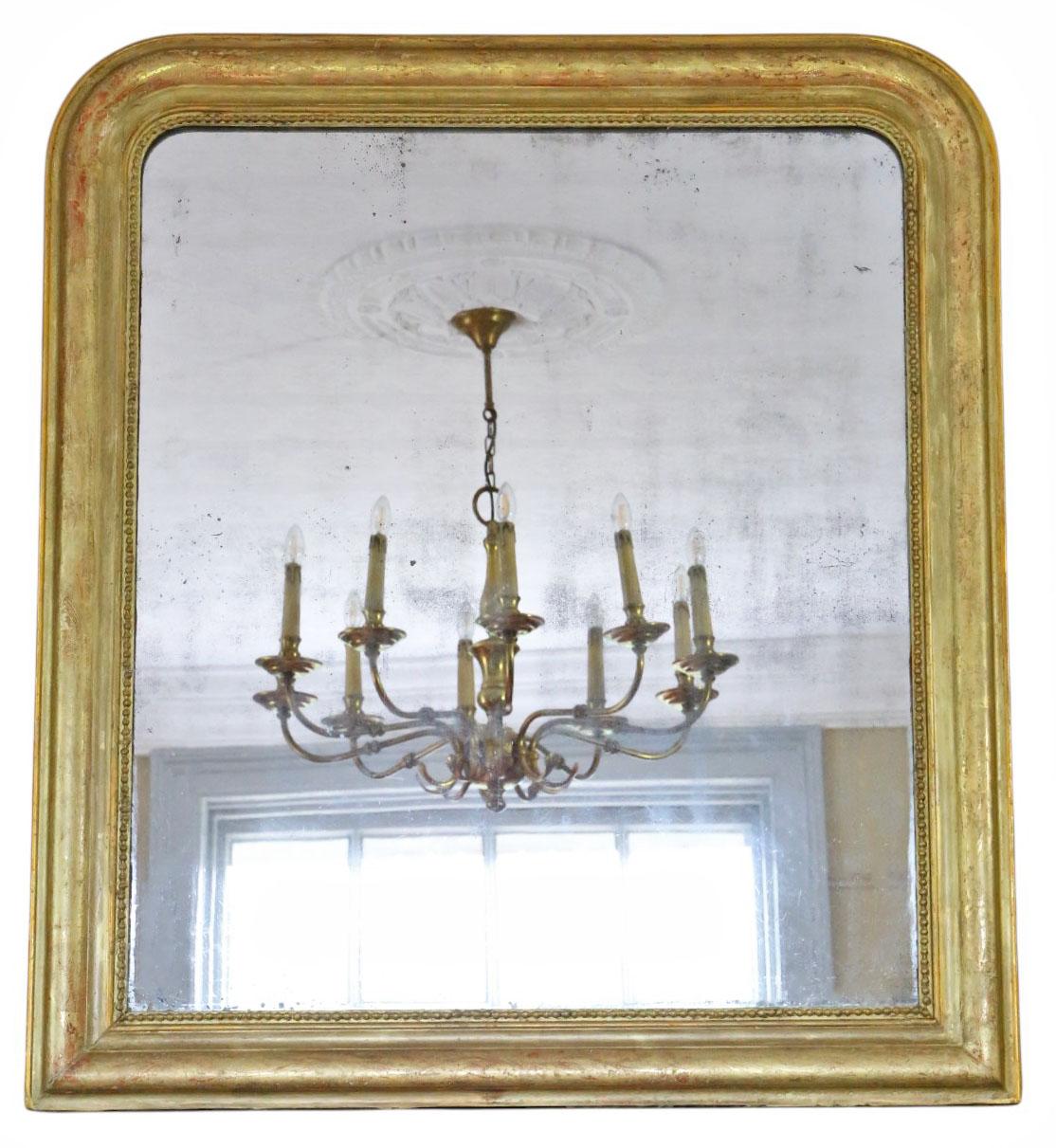 Antique 19th Century Large Gilt Overmantel Wall Mirror – Decorative Gold Statement Frame (1 of 6)
