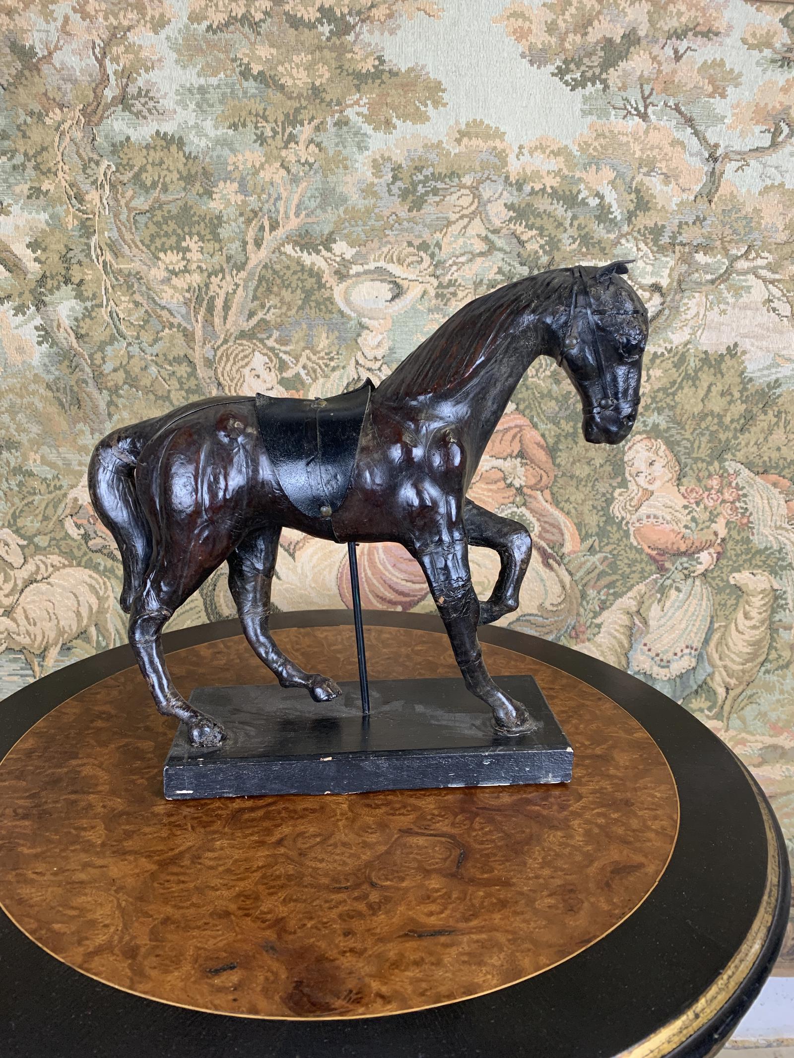 Early 20th Century Leather Horse on Stand (1 of 1)