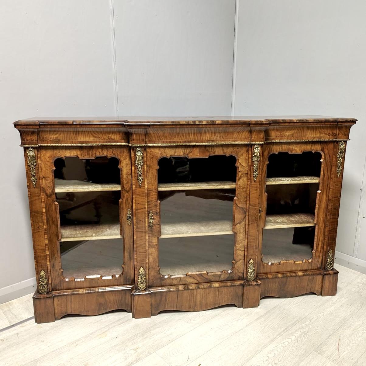 19th Century Walnut Breakfront Credenza (1 of 12)