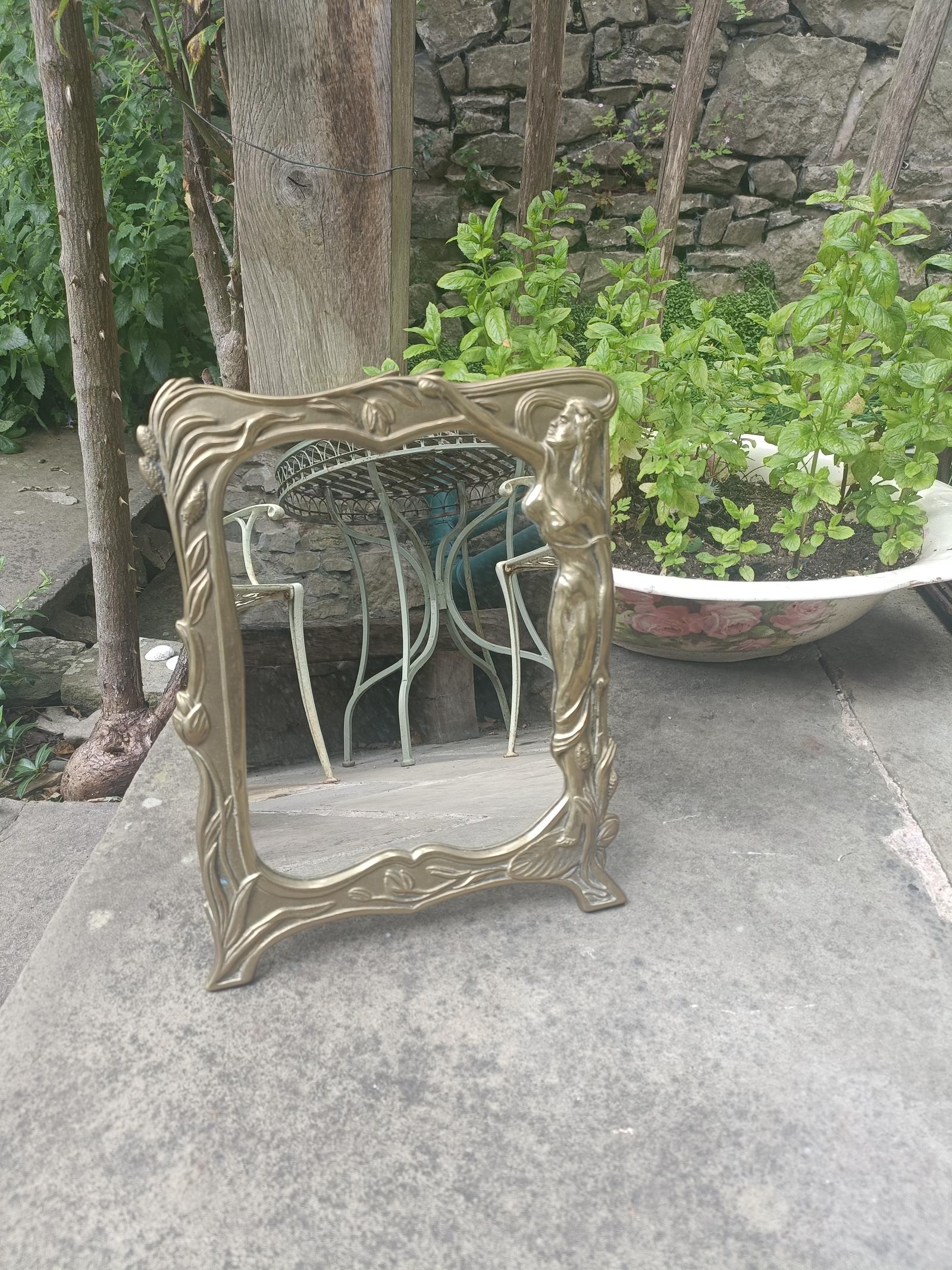 Art Nouveau Patinated Brass Table-top Mirror (1 of 3) Art Nouveau Patinated Brass Table-top Mirror (1 of 3)