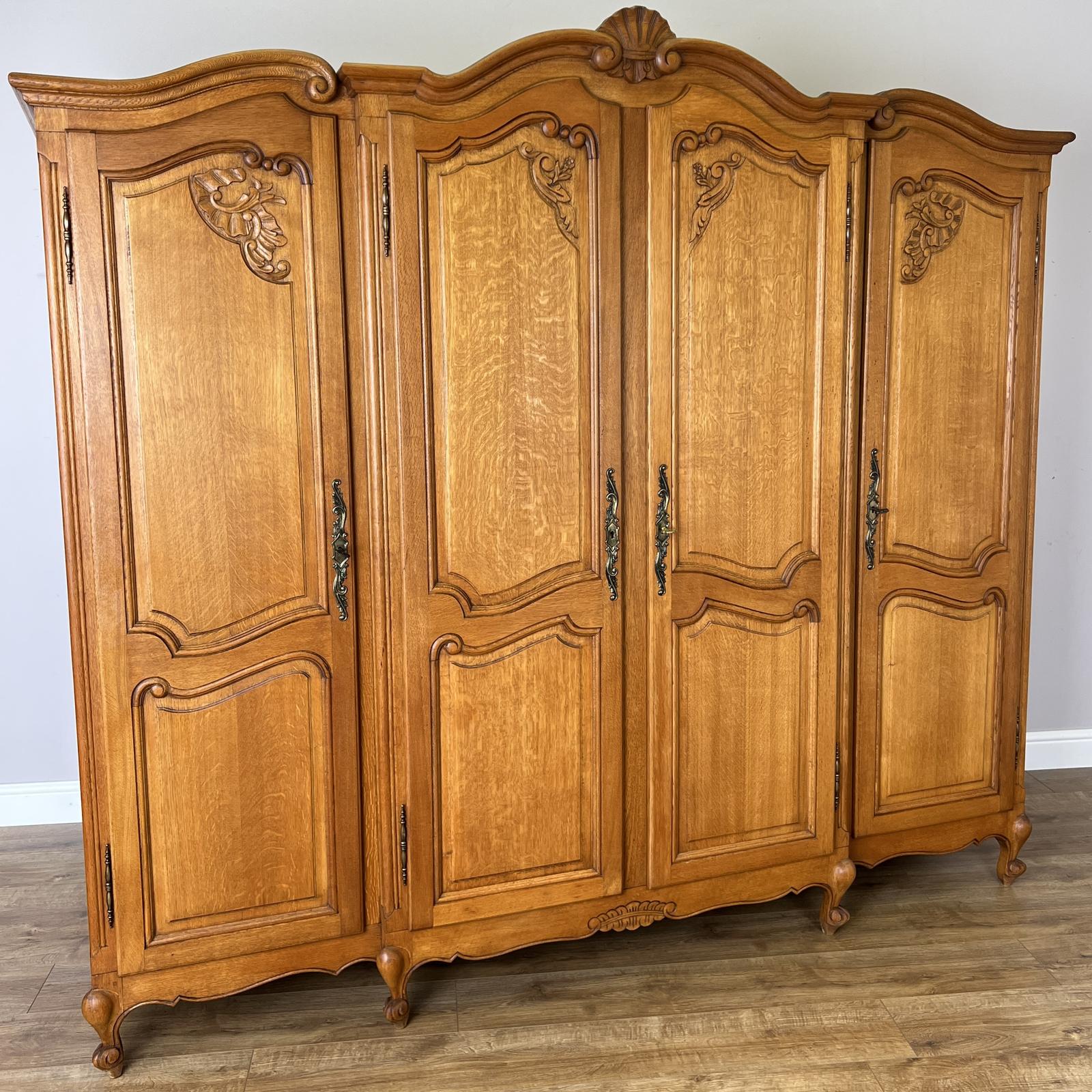Wardrobe Vintage French Style Oak Four Door Carved Armoire (1 of 10) Wardrobe Vintage French Style Oak Four Door Carved Armoire (1 of 10)