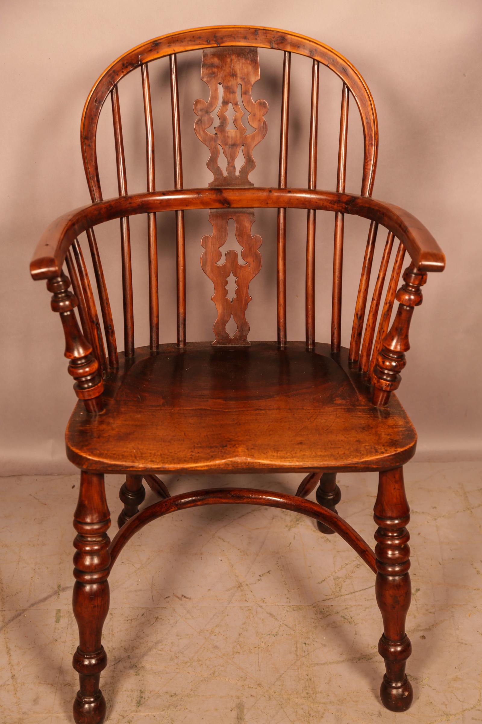 Yew Wood Low Back Windsor Chair Gabbitass Worksop (1 of 10)