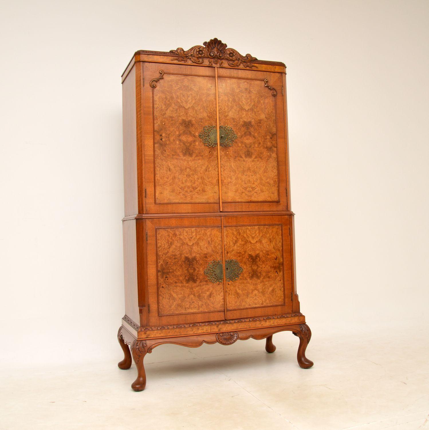 Antique Burr Walnut Cocktail Drinks Cabinet (1 of 9) Antique Burr Walnut Cocktail Drinks Cabinet (1 of 9)
