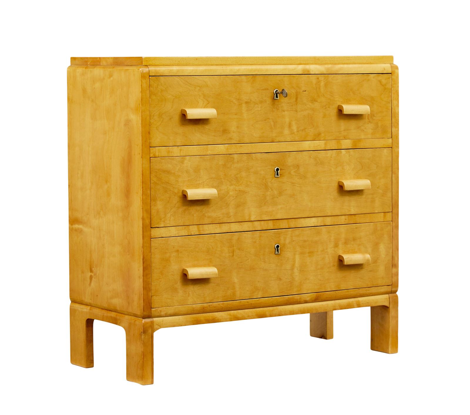Swedish Mid Century Small Birch Chest of Drawers (1 of 8)