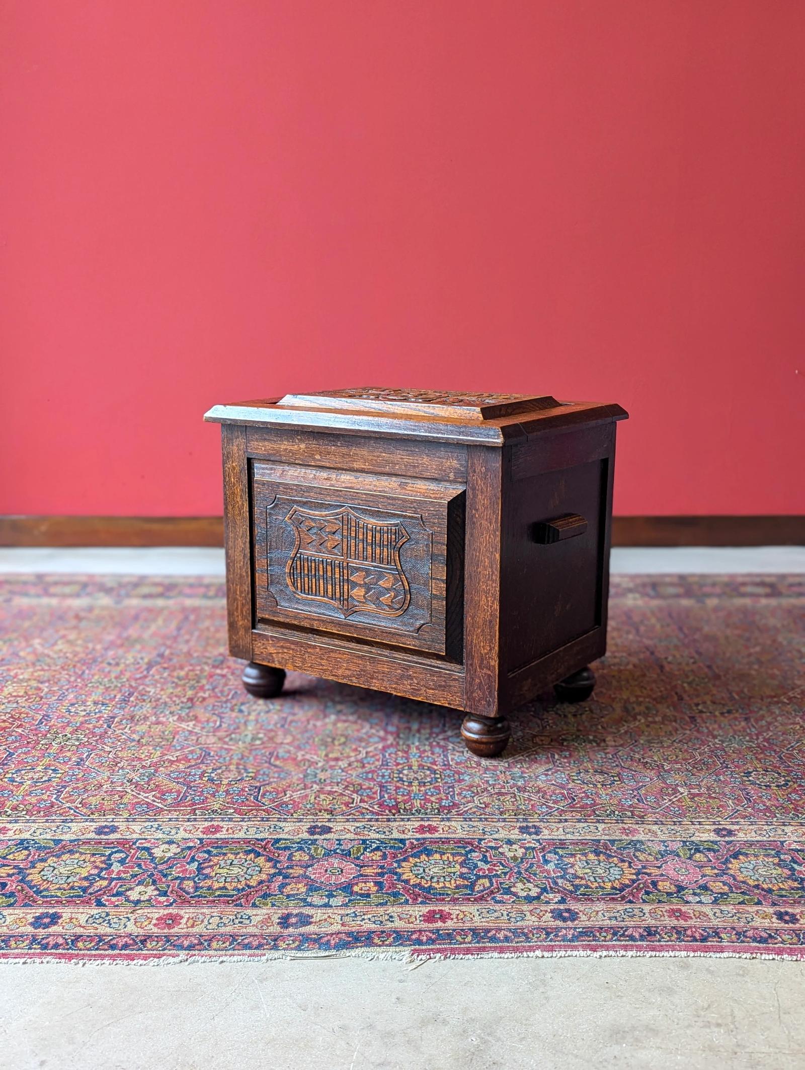 Antique Early 20th Century Arts & Crafts Style Oak Coal Box / Purdonium (1 of 10)