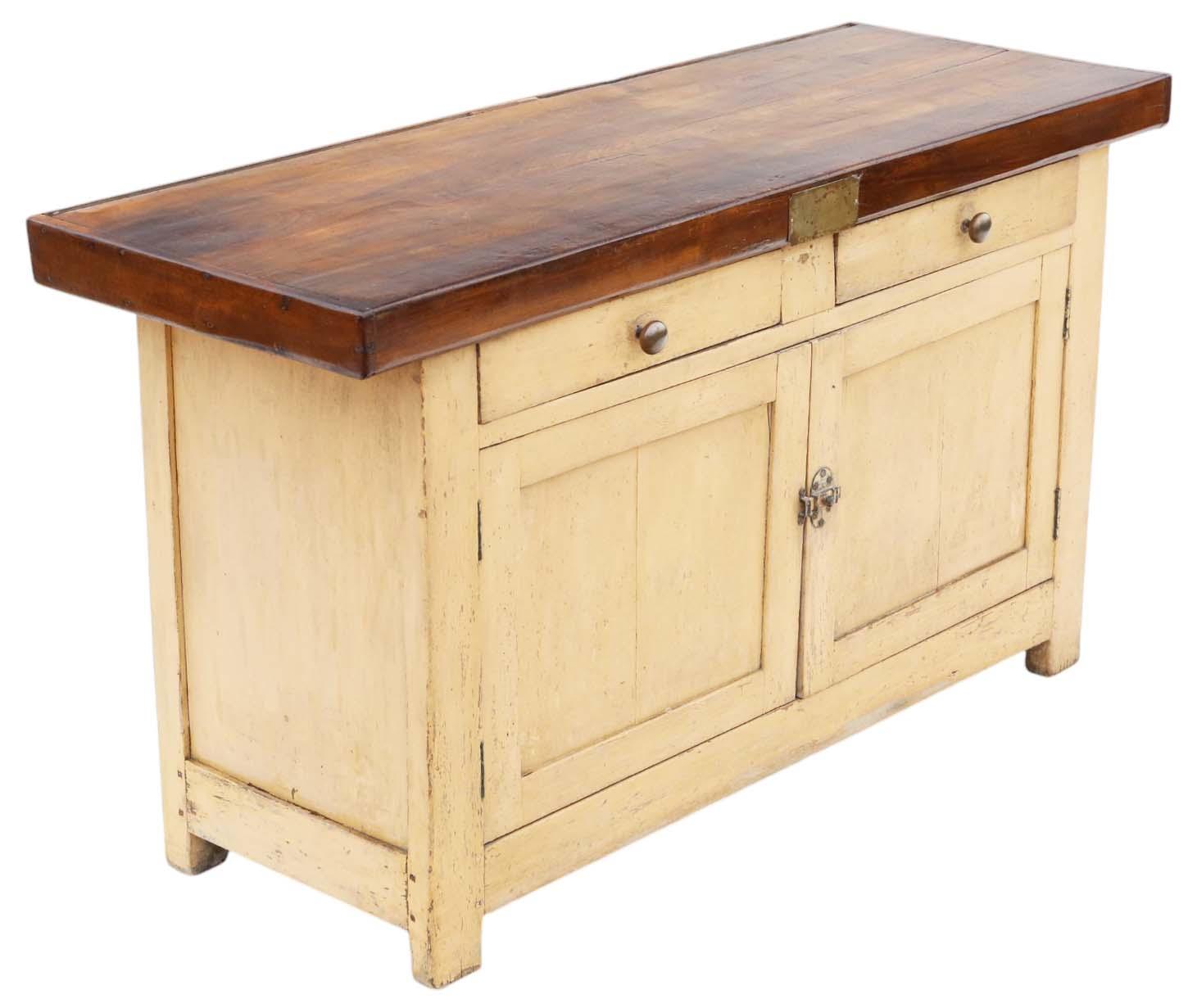 Antique French Butcher's Block Cupboard Kitchen Unit Table – High-Quality Work Surface (1 of 10)