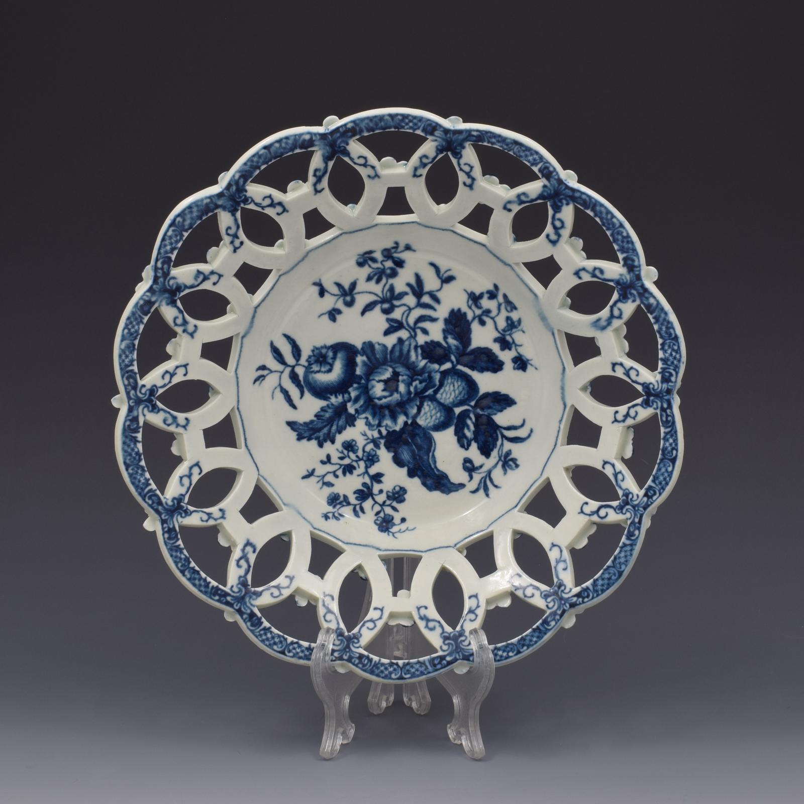 First Period Worcester Porcelain Pine Cone Circular Basket Pine Cone c.1775 (1 of 5)