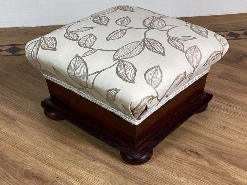 Victorian Mahogany Upholstered Square Footstool (1 of 6)