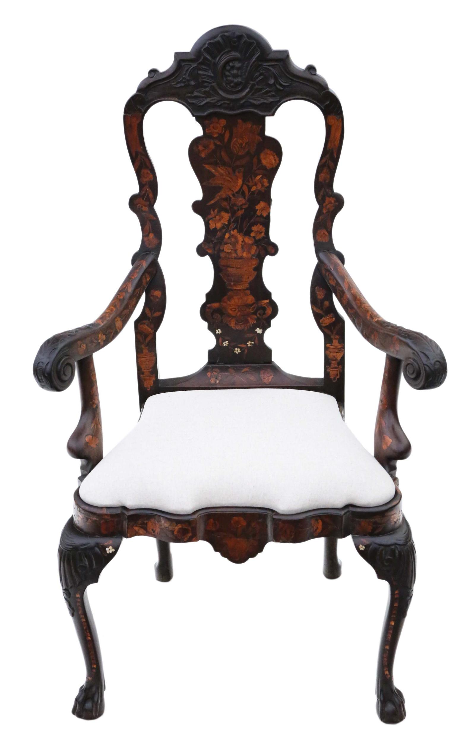 18th Century Dutch Antique Marquetry Elbow Armchair - Very Fine Quality (1 of 7)