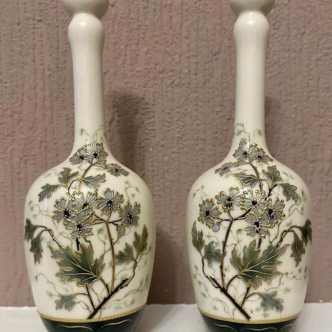 Stunning Pair 19thc Turn Vienna Porcelain Vases Decorated With Enamel & Gilt (1 of 4)