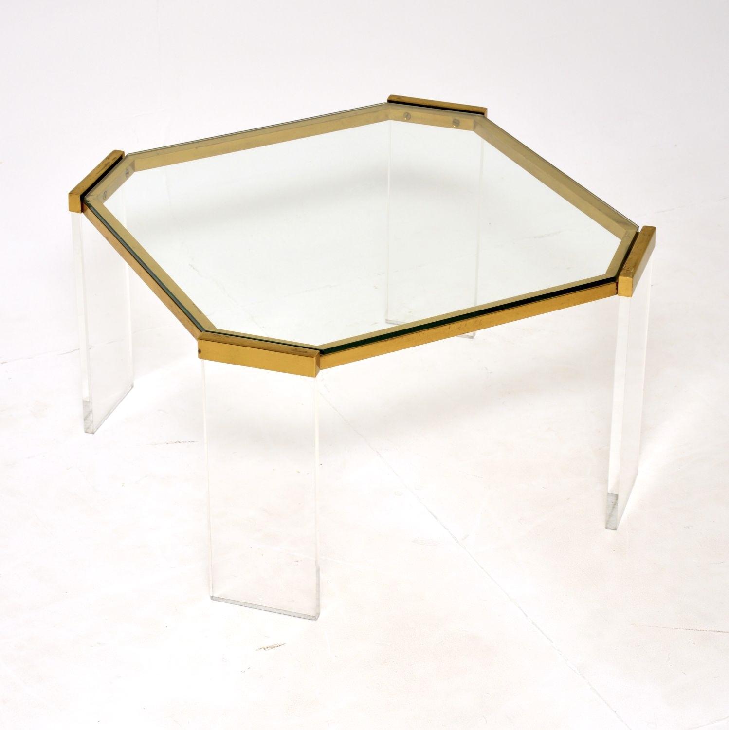 Vintage French Brass and Acrylic Coffee Table (1 of 7)