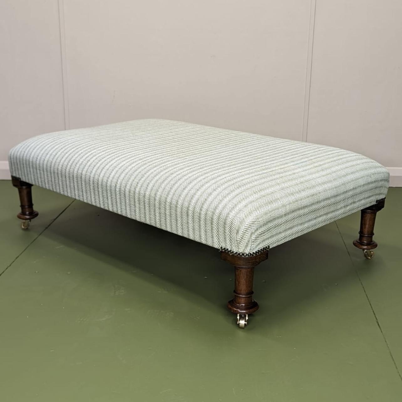 Large Newly Upholstered Foot Stool on Castors (1 of 5) Large Newly Upholstered Foot Stool on Castors (1 of 5)