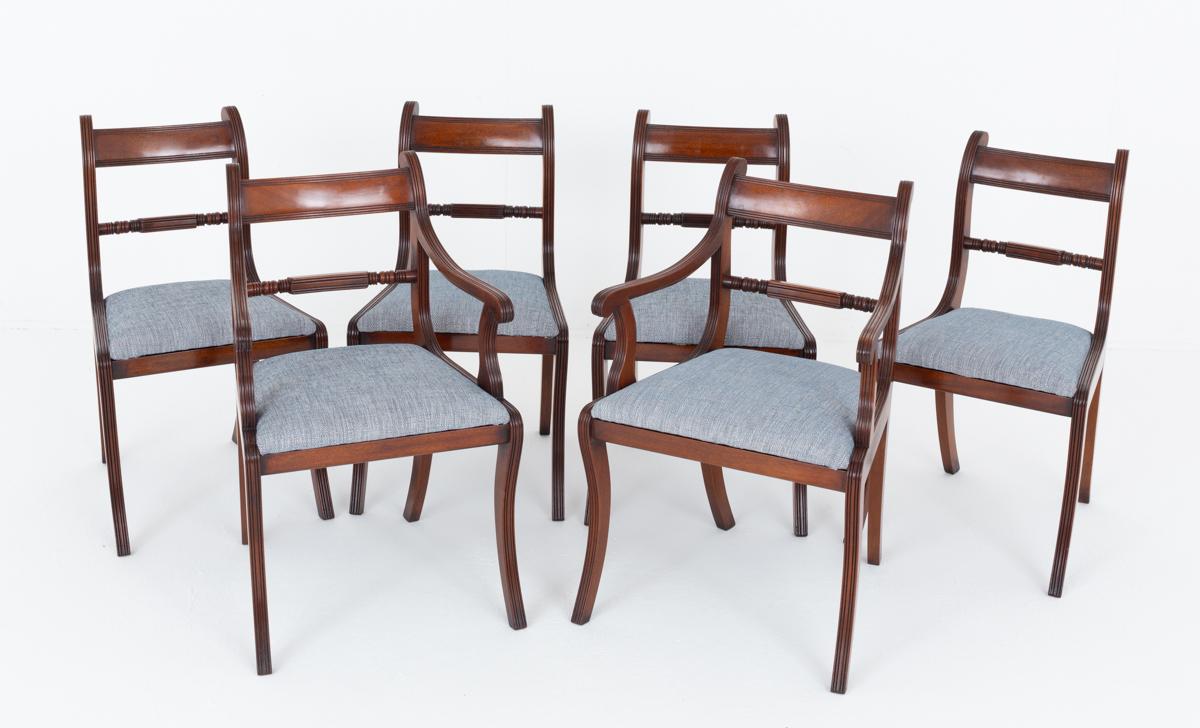 Set of 6 (4 + 2) Mahogany Regency Revival Dining Chairs c.1900 (1 of 9) Set of 6 (4 + 2) Mahogany Regency Revival Dining Chairs c.1900 (1 of 9)