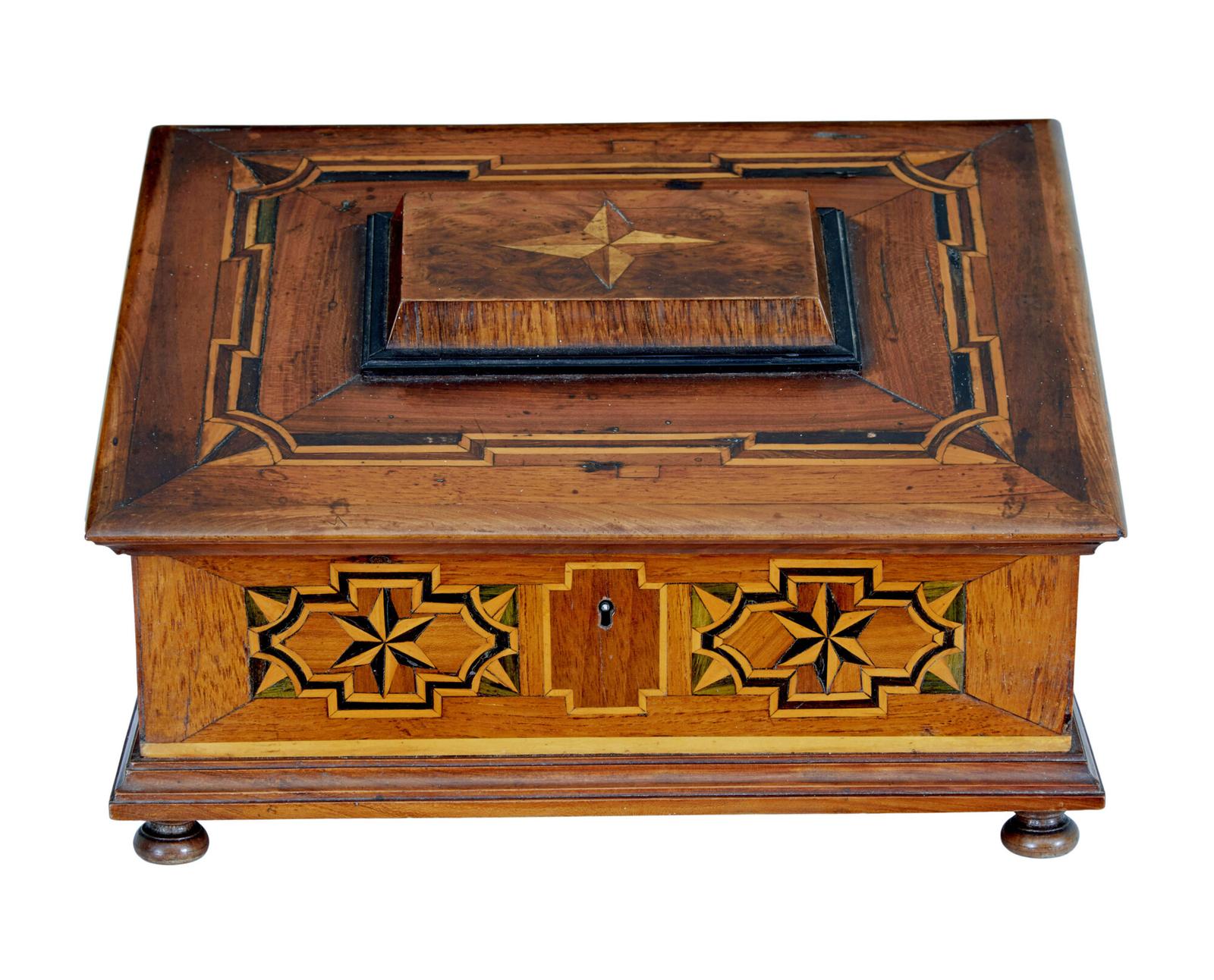 19th Century Marquetry Fruitwood Desktop Box (1 of 6) 19th Century Marquetry Fruitwood Desktop Box (1 of 6)
