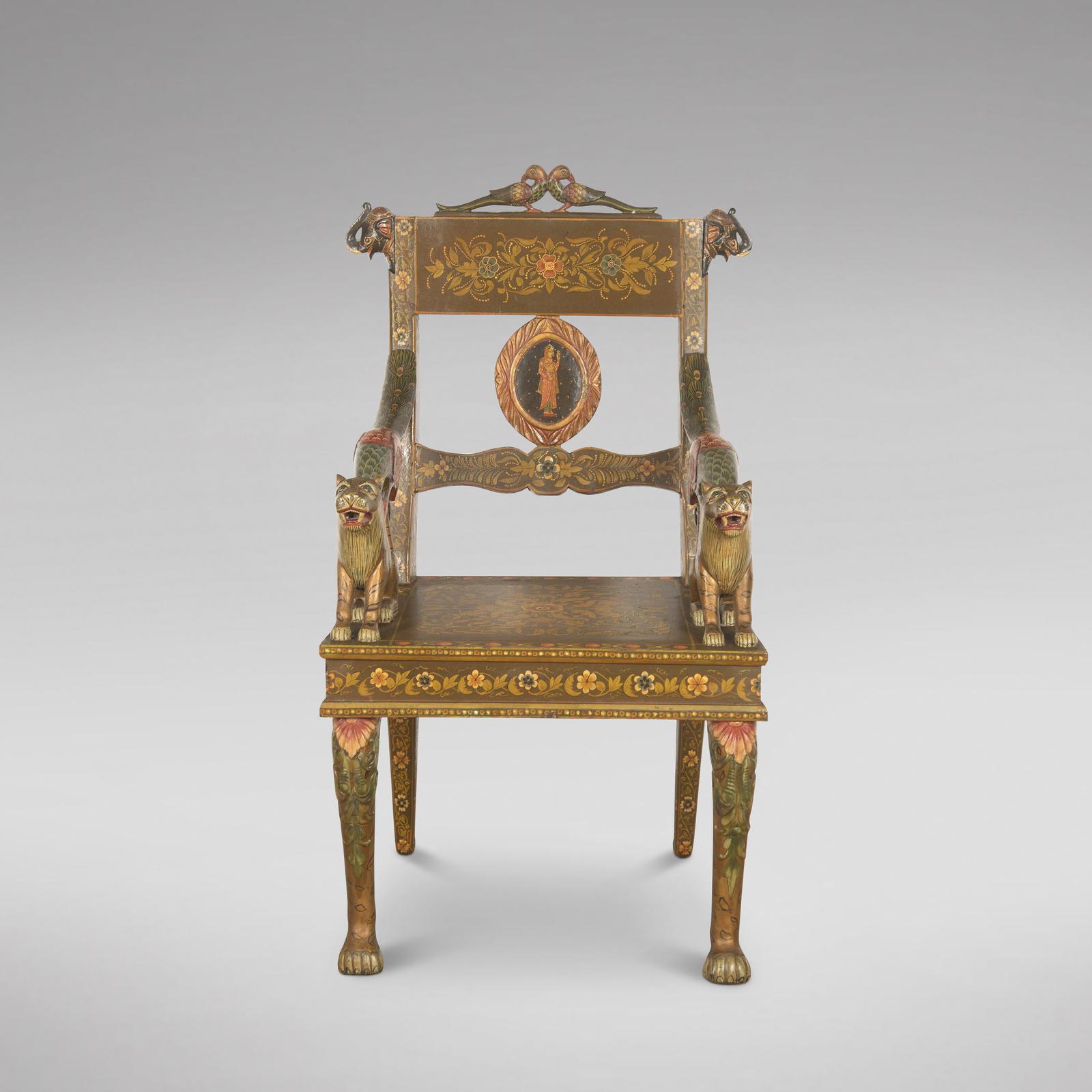 Early 20th Century Indian Hand-painted Chair (1 of 5) Early 20th Century Indian Hand-painted Chair (1 of 5)