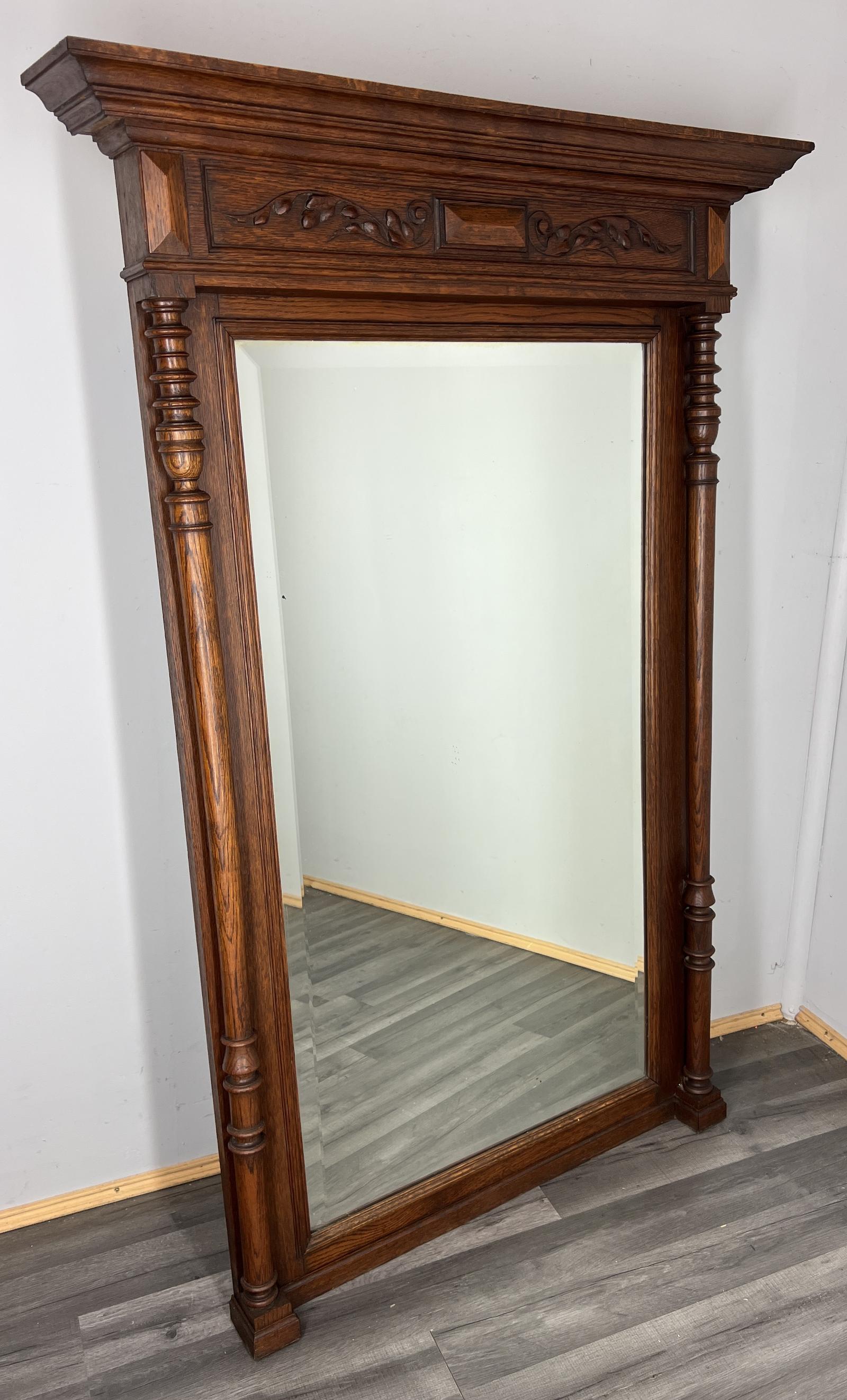 Antique French Style Oak Carved Wall Mirror Ornate Wall Frame (1 of 9)