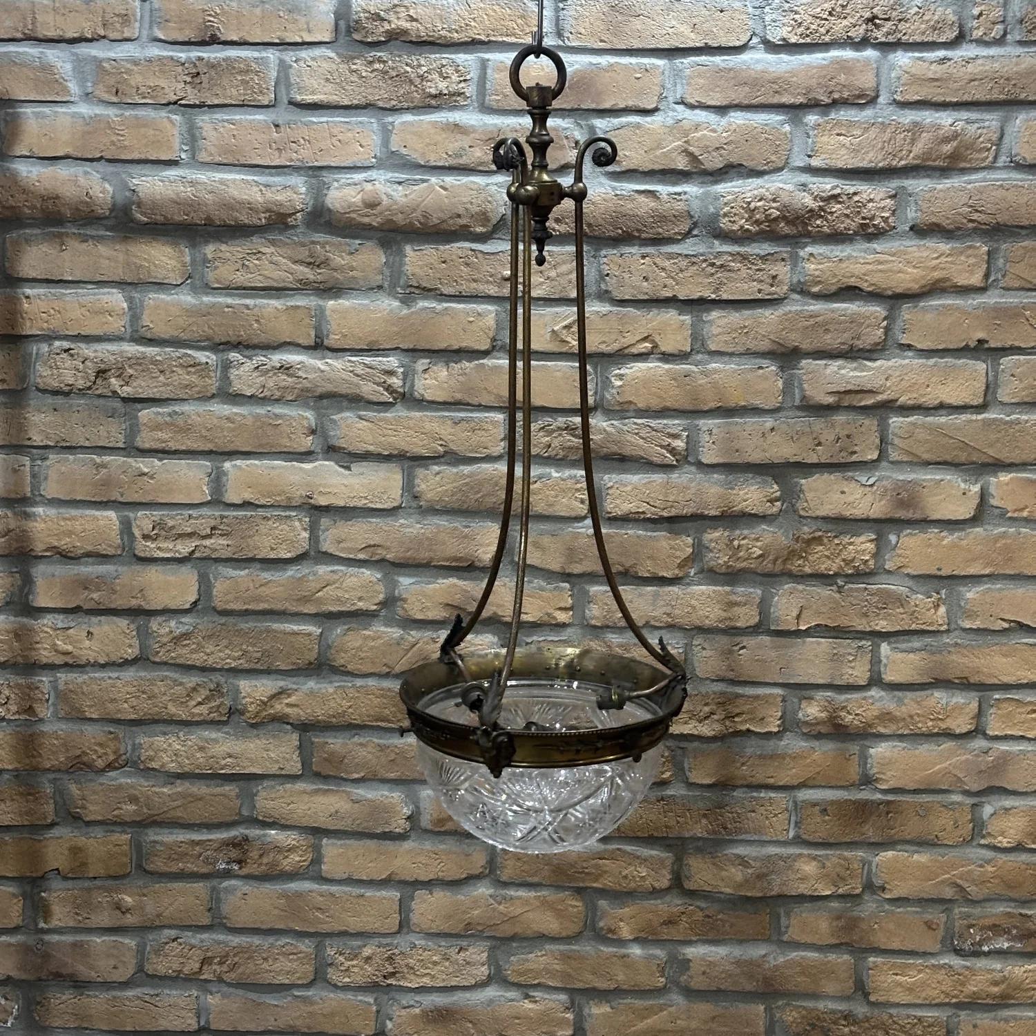 Late Victorian Glass & Bronze Pendant Light (1 of 7)