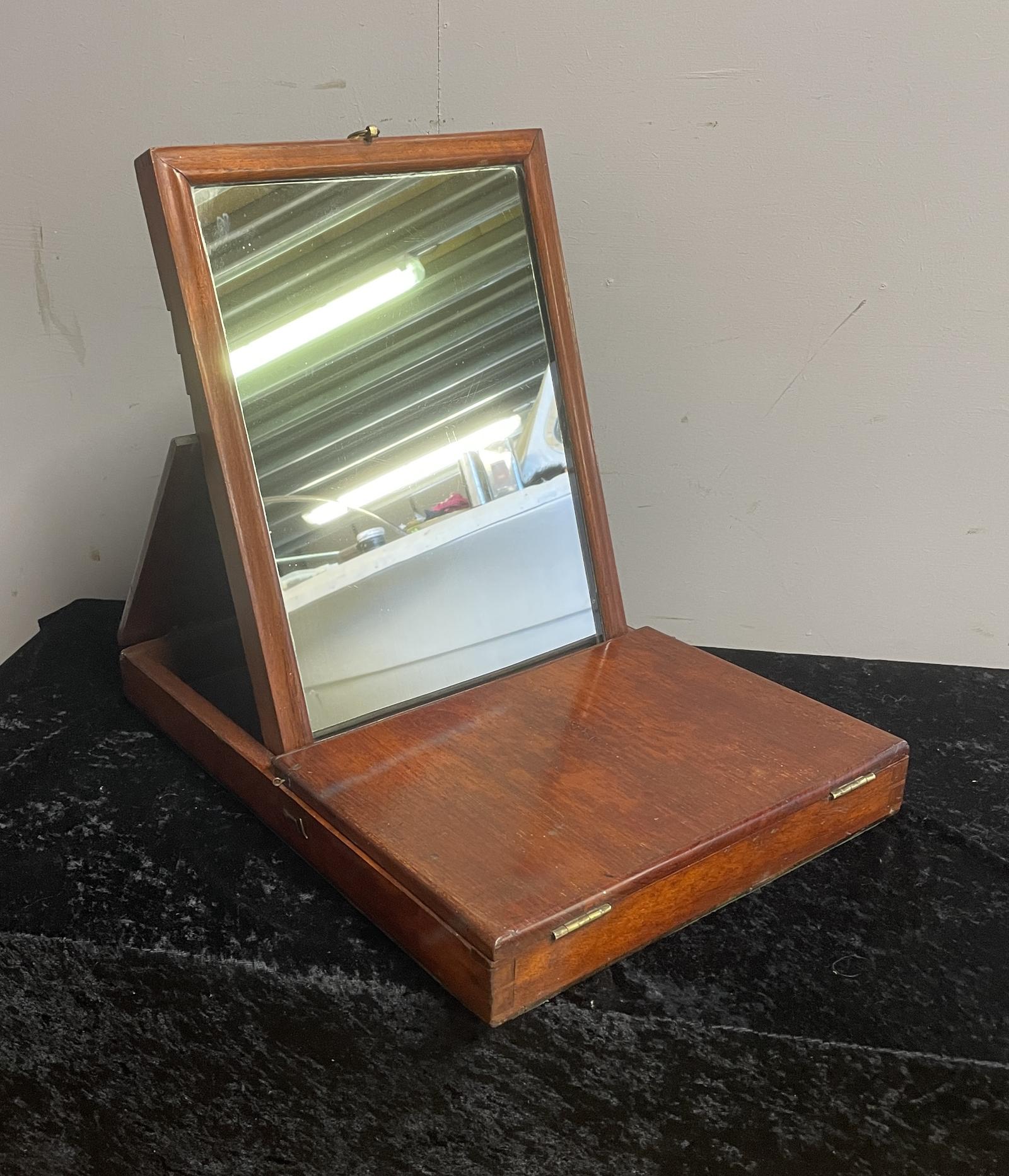Antique Mahogany Campaign Mirror c.1890 (1 of 8)